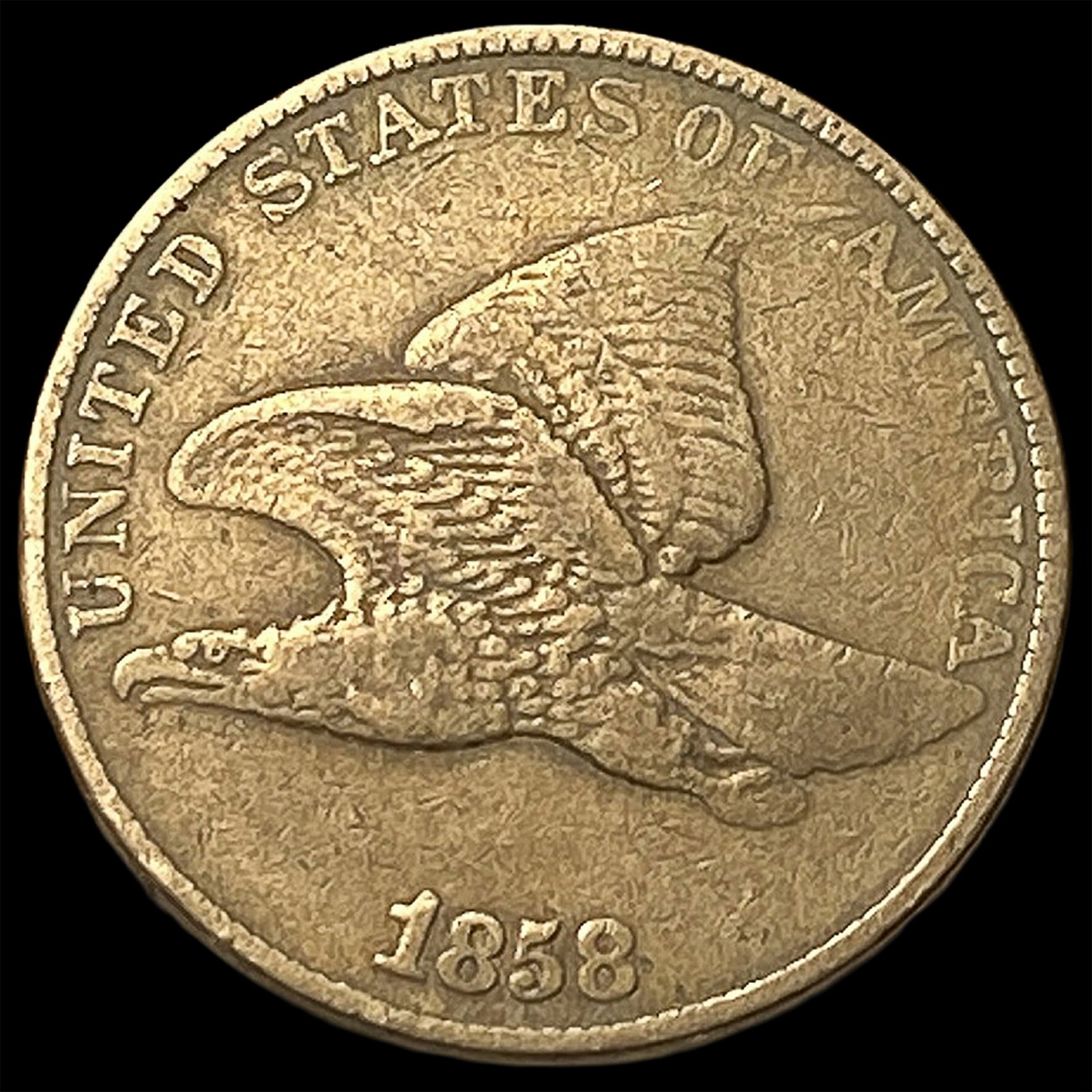 1858 Copper-Nickel Flying Eagle Cent ABOUT UNCIRCULATED: 1858 Copper-Nickel Flying Eagle Cent ABOUT UNCIRCULATED
