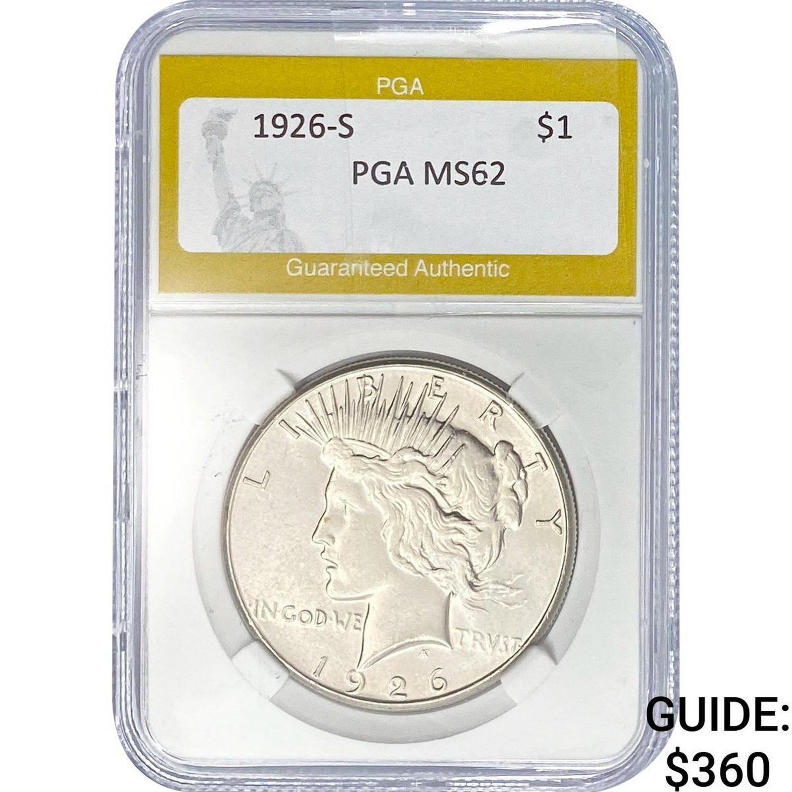 1926-S Silver Peace Dollar PGA MS62 (1 of 2)
