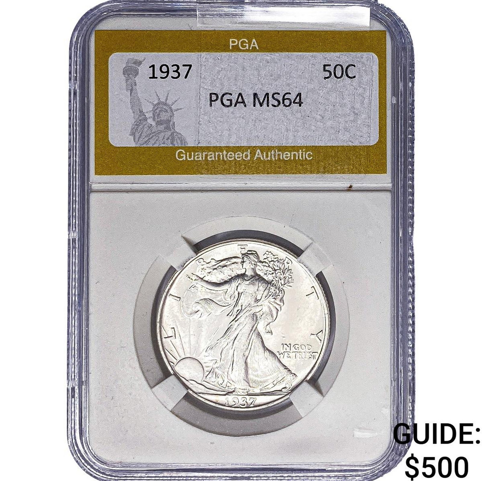 1937 Walking Liberty Half Dollar PGA MS64: 1937 Walking Liberty Half Dollar PGA MS64