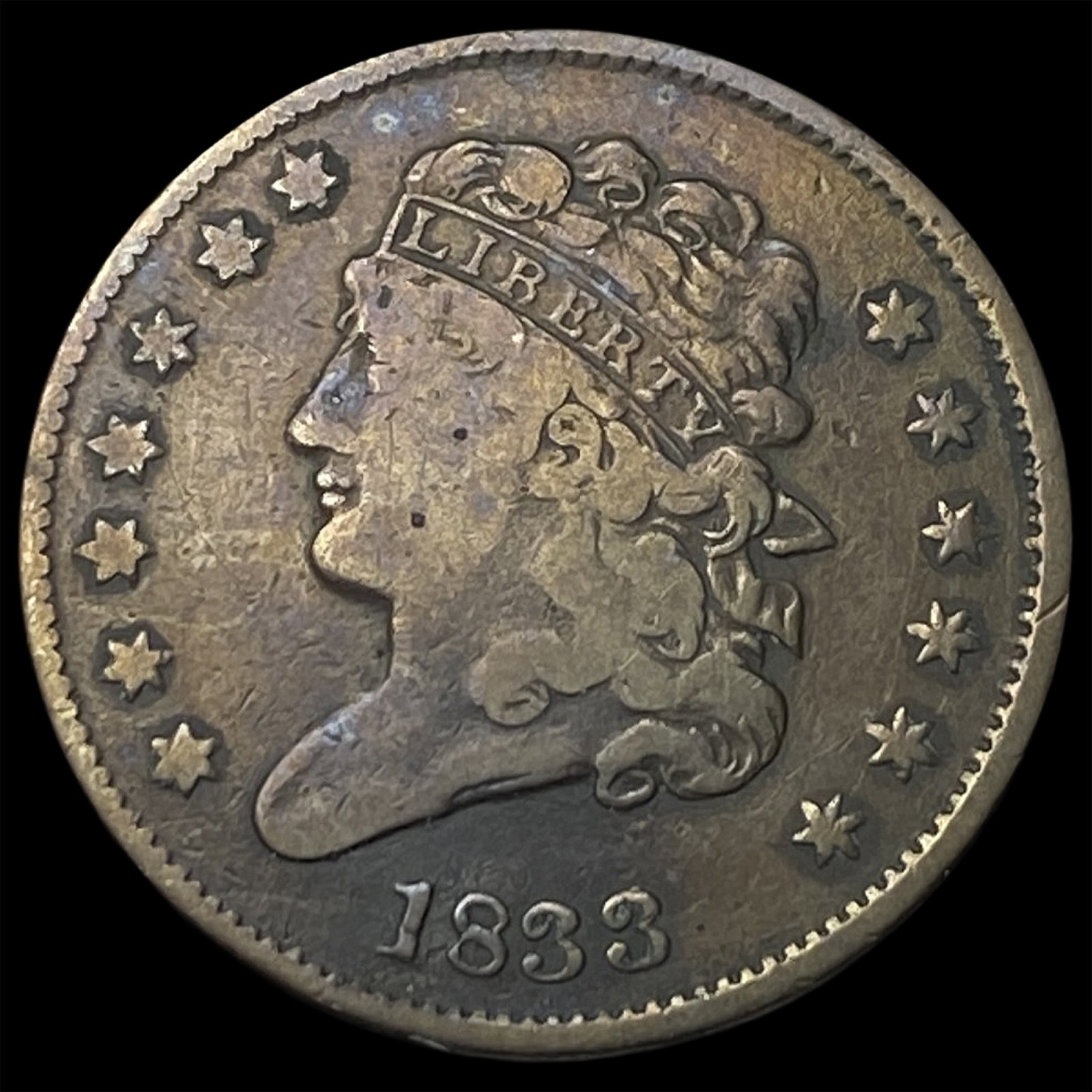 1833 Classic Head Half Cent LIGHTLY CIRCULATED: 1833 Classic Head Half Cent LIGHTLY CIRCULATED