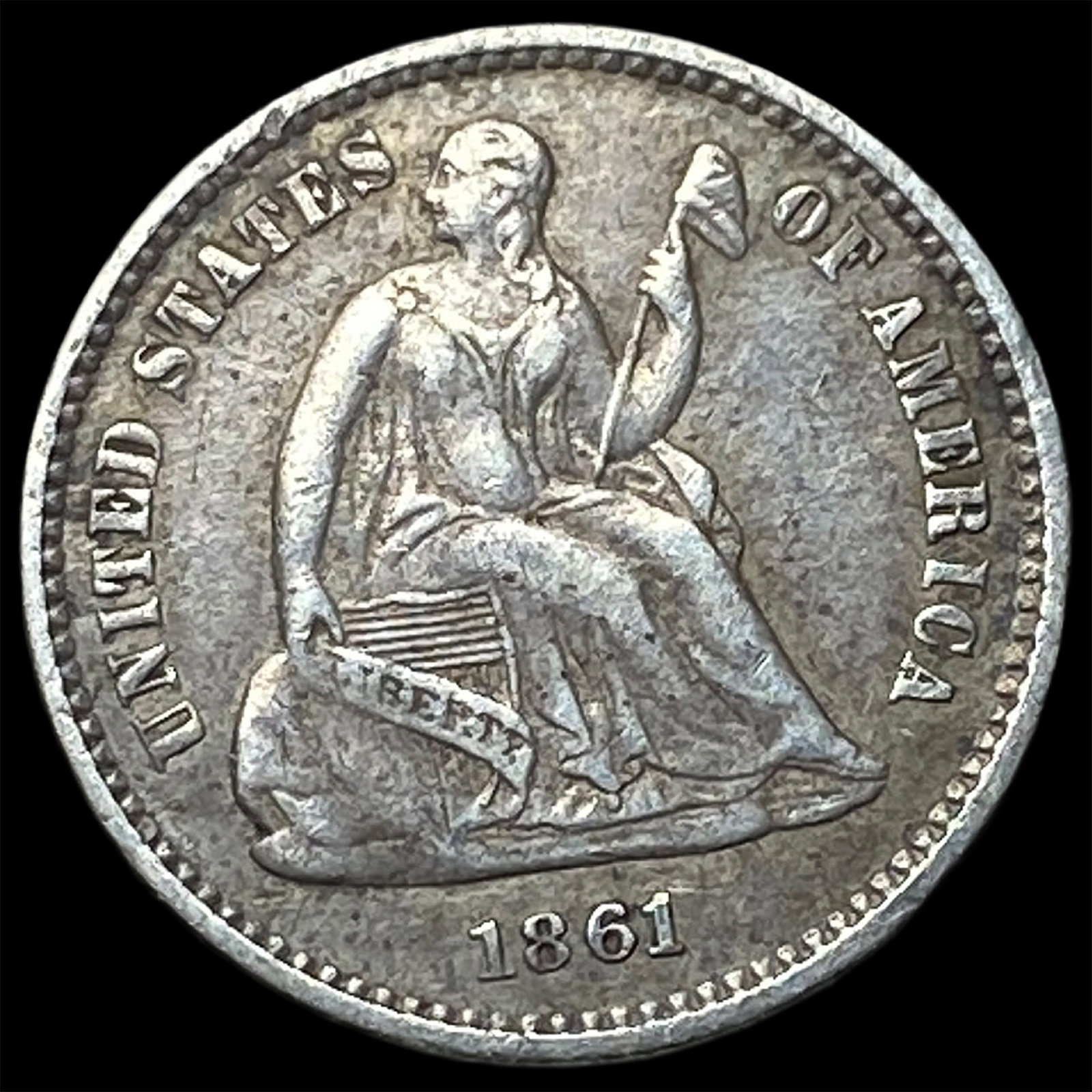 1861 Silver Half Dime NEARLY UNCIRCULATED (1 of 2)