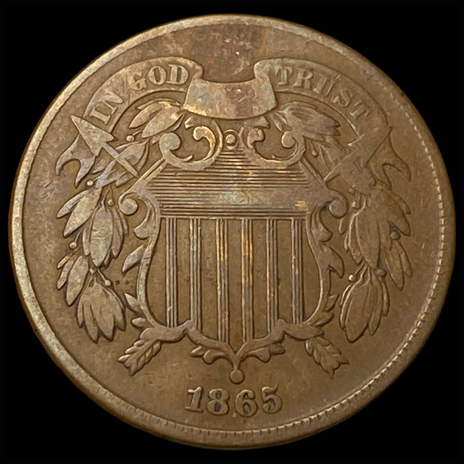 1865 Bronze Two-Cent Piece LIGHTLY CIRCULATED (1 of 2)