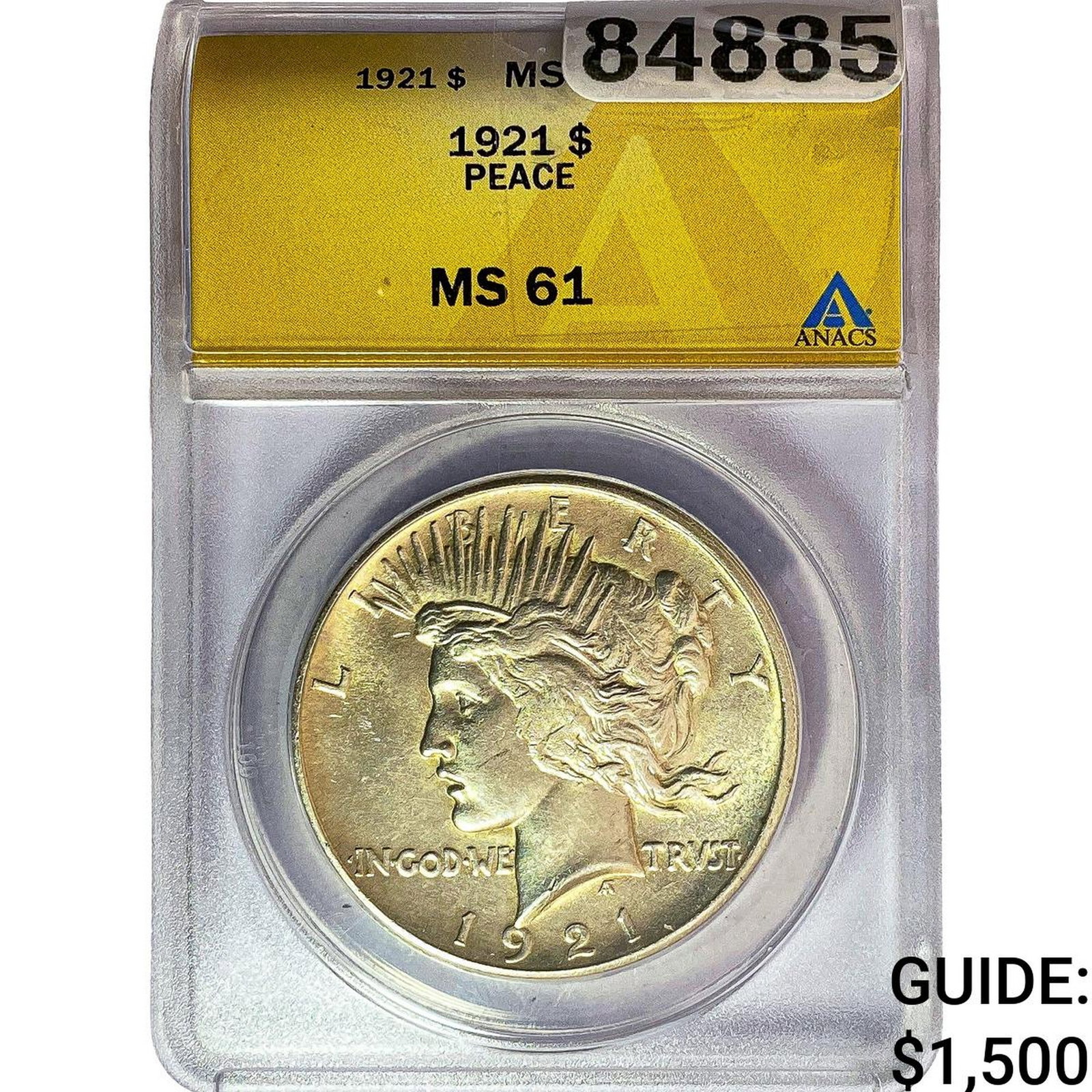 1921 Silver Peace Dollar ANACS MS61: 1921 Silver Peace Dollar ANACS MS61