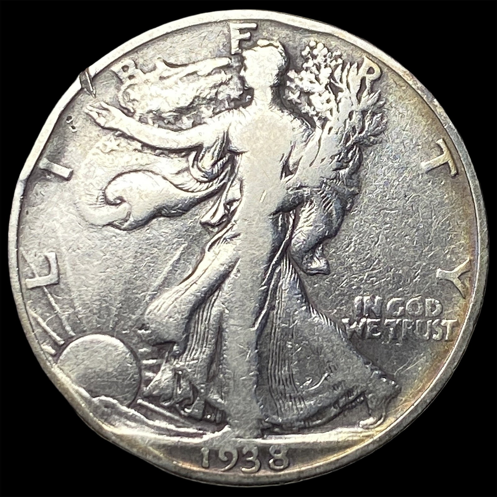 1938-D Silver Walking Liberty Half Dollar LIGHTLY CIRCULATED: 1938-D Silver Walking Liberty Half Dollar LIGHTLY CIRCULATED