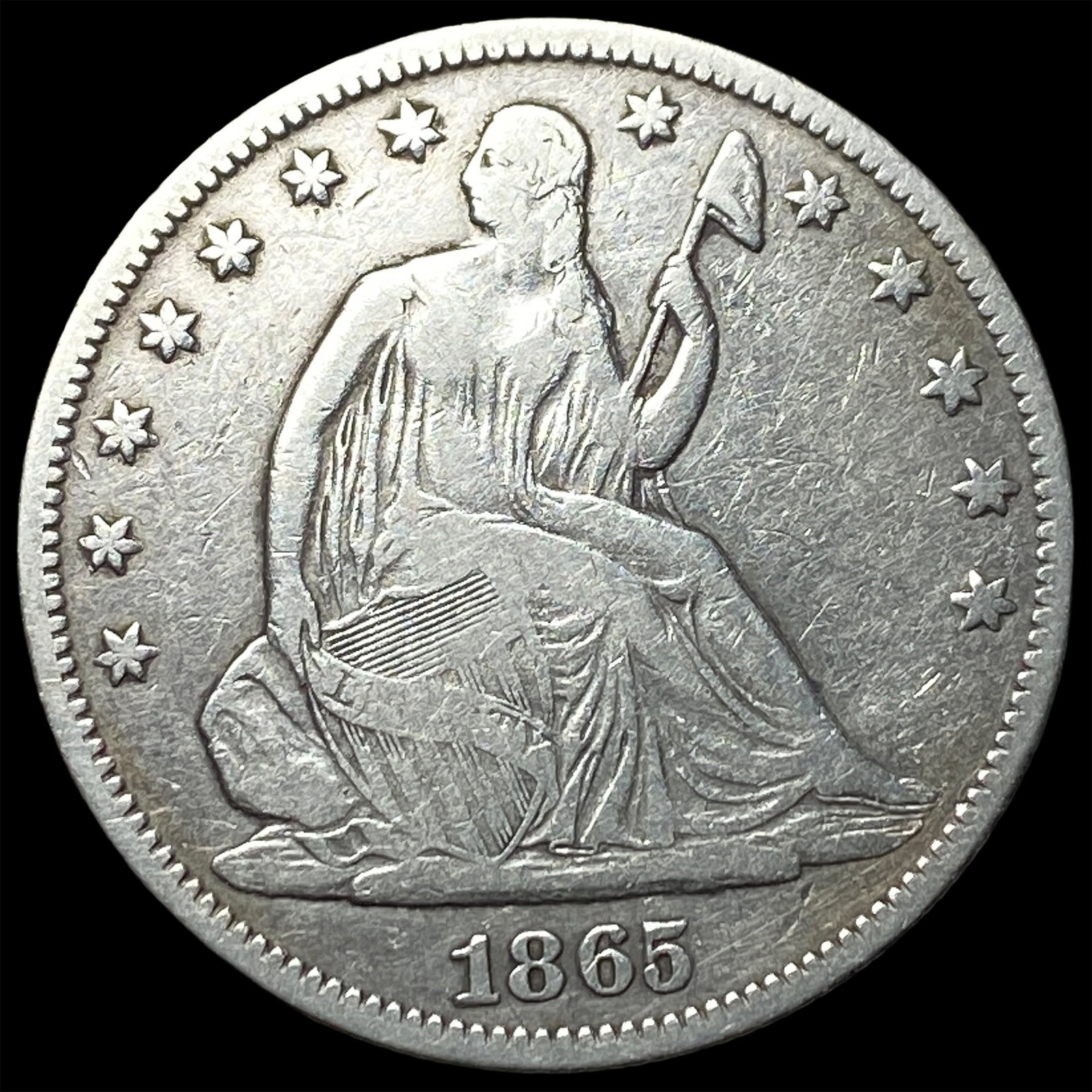1865 Seated Liberty Half Dollar LIGHTLY CIRCULATED (1 of 2)
