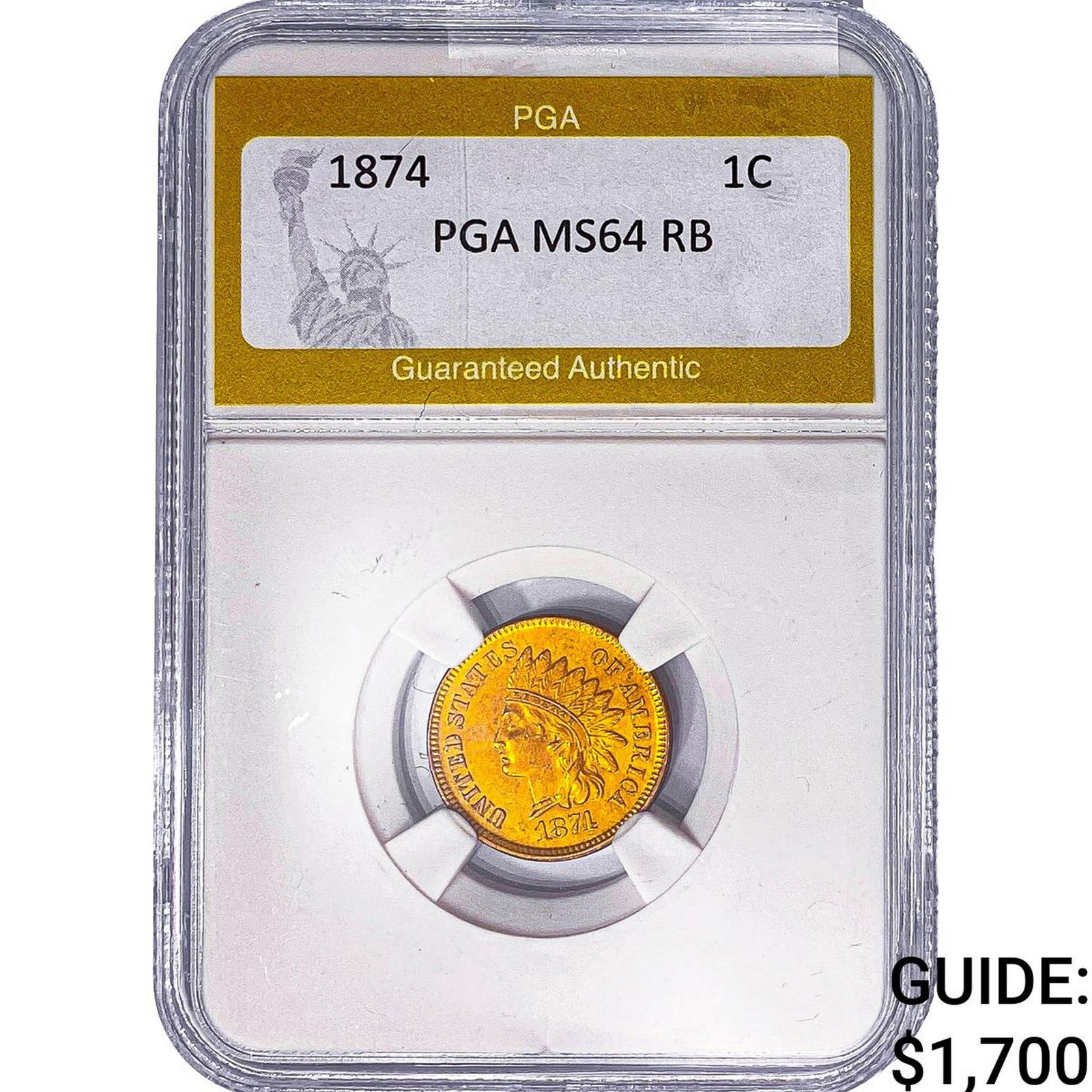 1874 Indian Head Cent PGA MS64 RB (1 of 2)