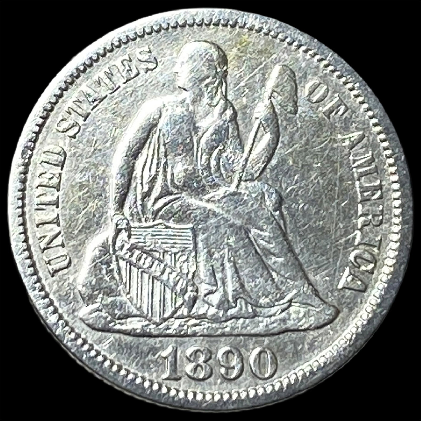 1890 Seated Liberty Dime NEARLY UNCIRCULATED (1 of 2)