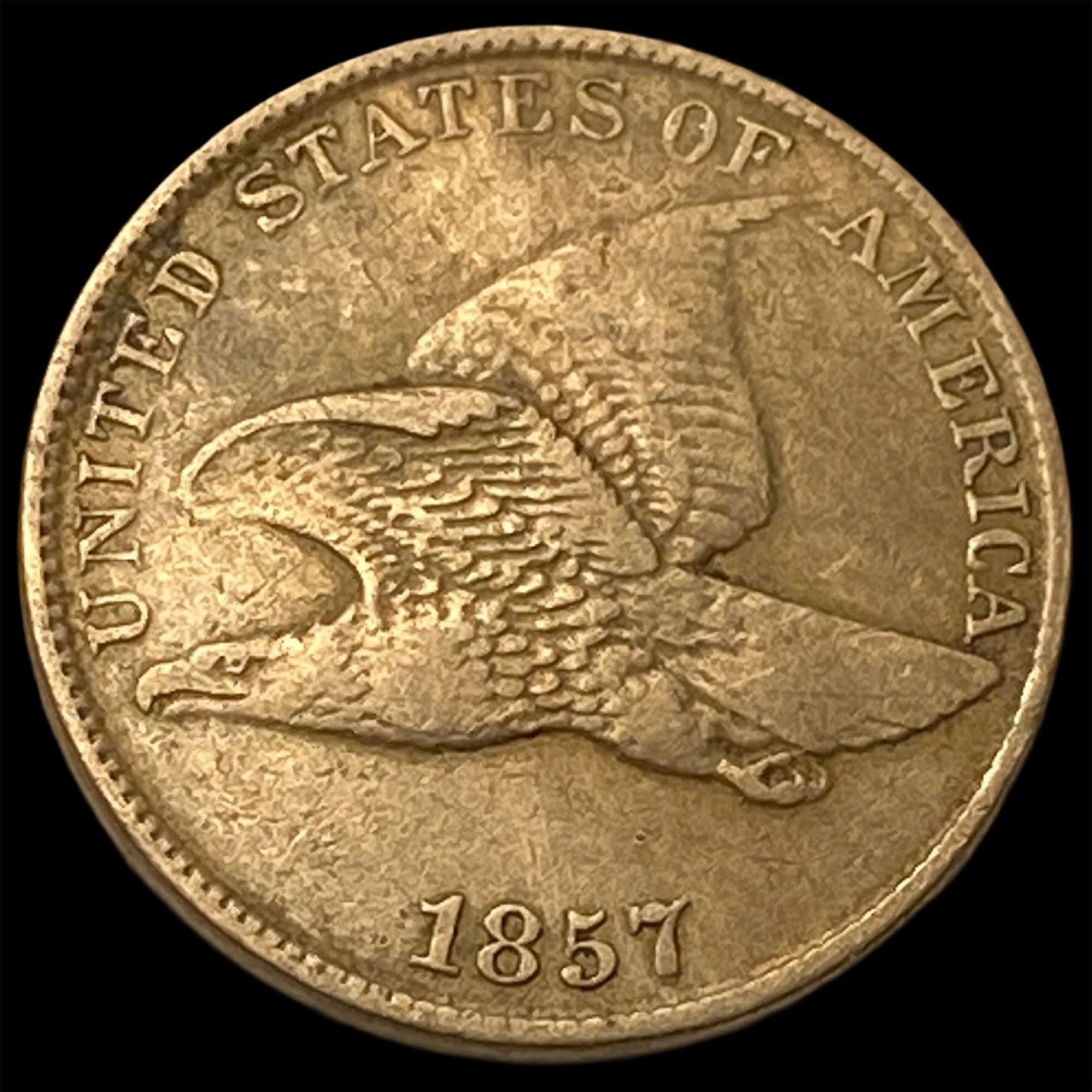 1857 Copper-Nickel Flying Eagle Cent NEARLY UNCIRCULATED (1 of 2)