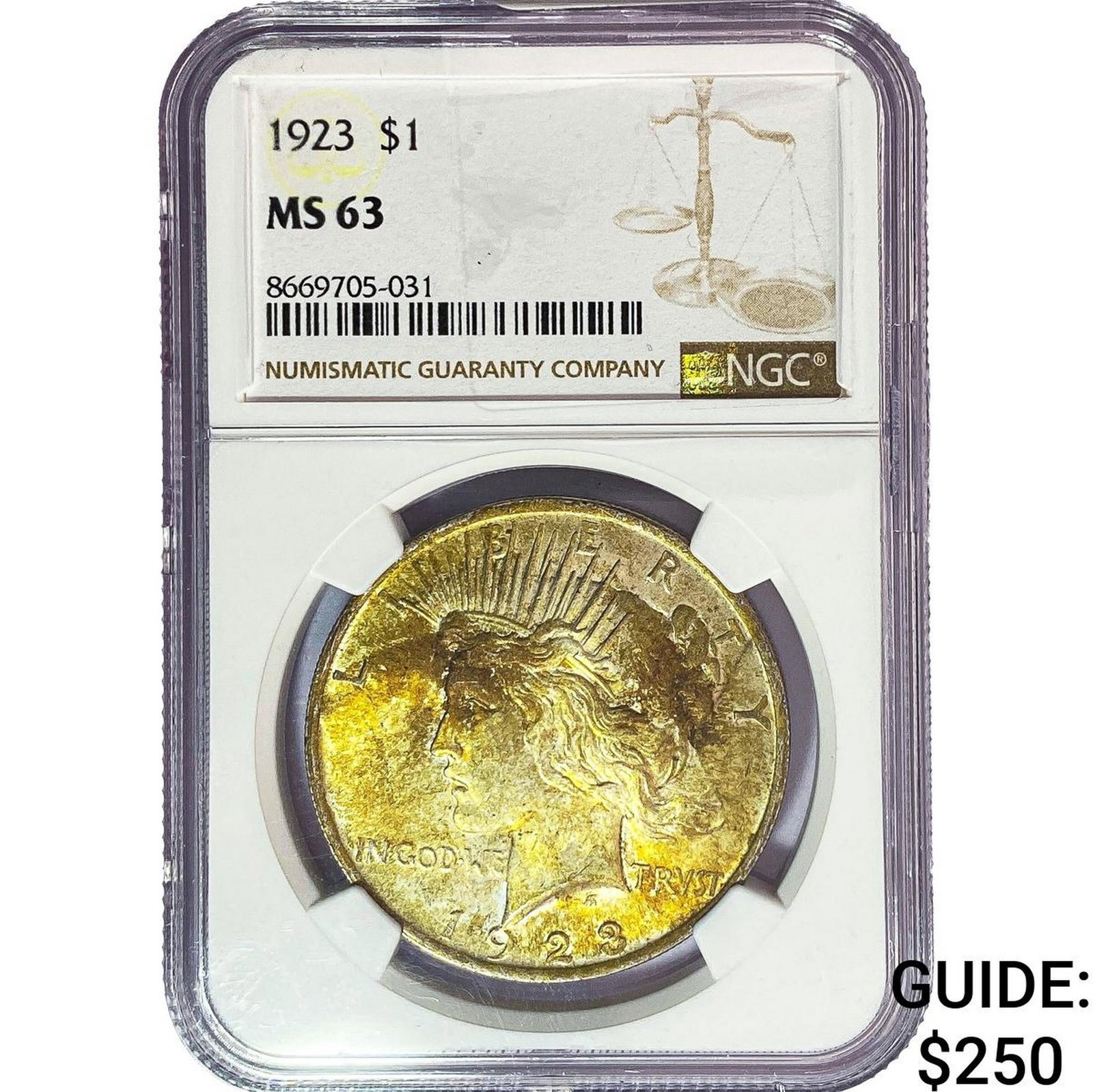 1923 Silver Peace Dollar NGC MS63: 1923 Silver Peace Dollar NGC MS63