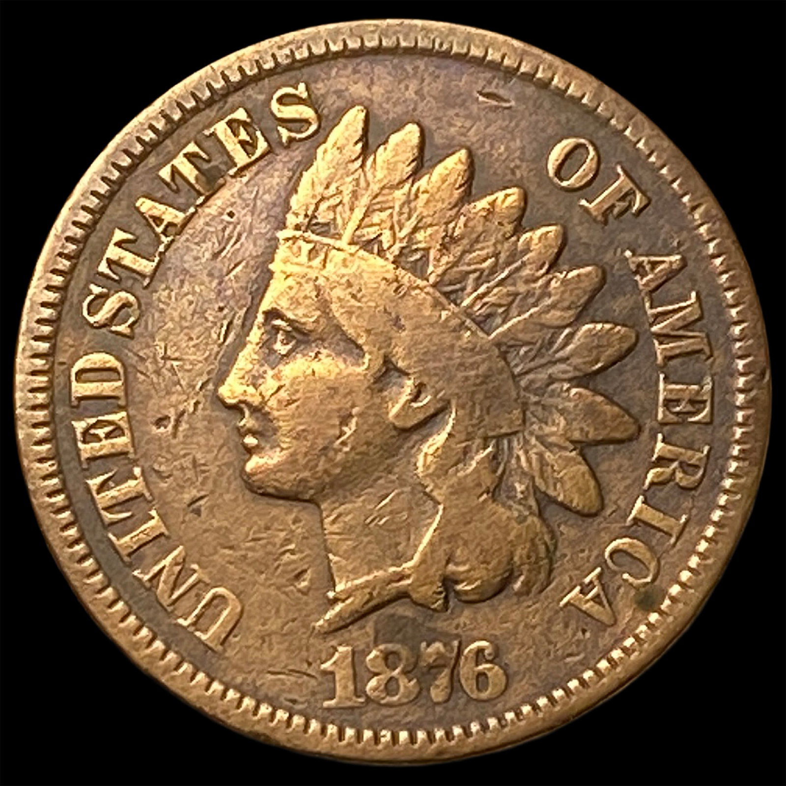 1876 Indian Head Cent ABOUT UNCIRCULATED (1 of 2)