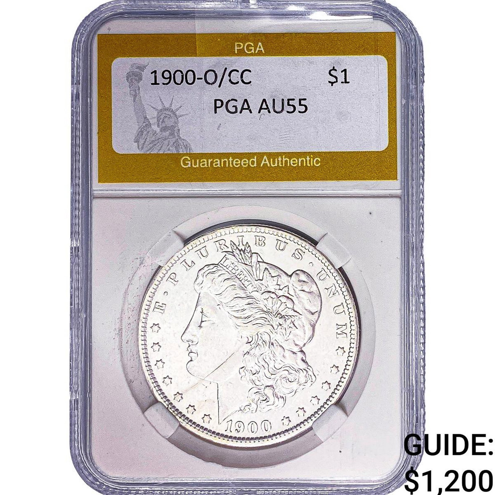 1900-O/CC Morgan Silver Dollar PGA AU55: 1900-O/CC Morgan Silver Dollar PGA AU55