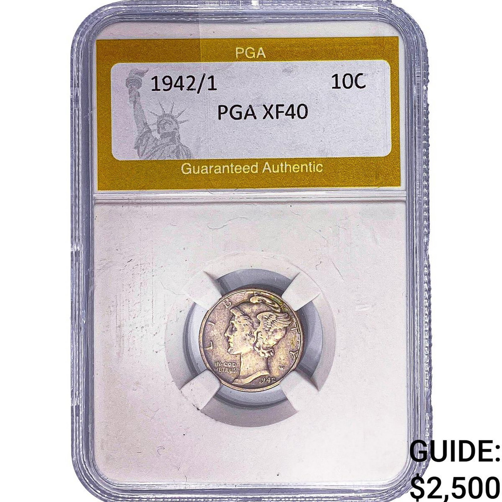 1942/1 Mercury Silver Dime PGA XF40: 1942/1 Mercury Silver Dime PGA XF40