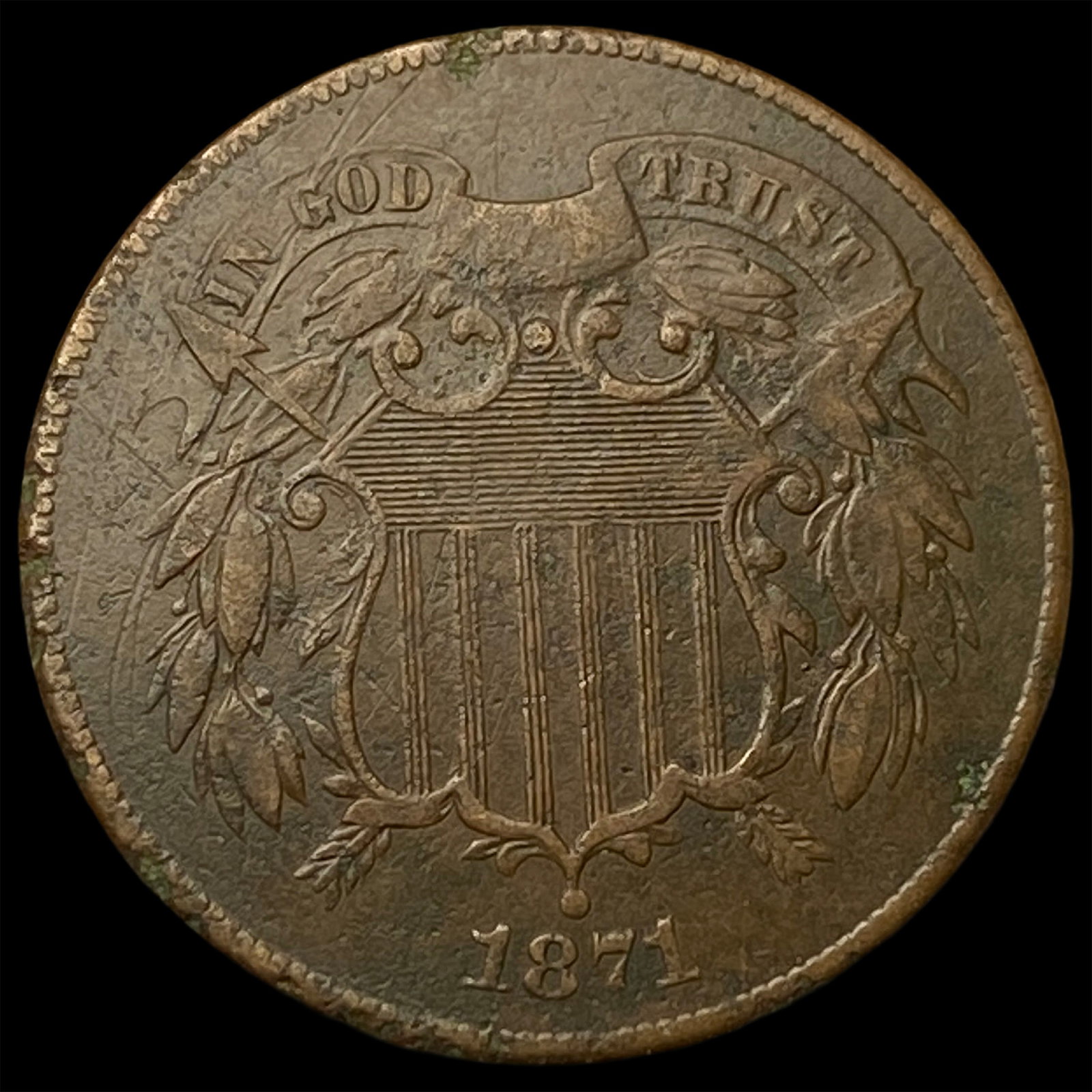 1871 Two-Cent Piece NEARLY UNCIRCULATED: 1871 Two-Cent Piece NEARLY UNCIRCULATED
