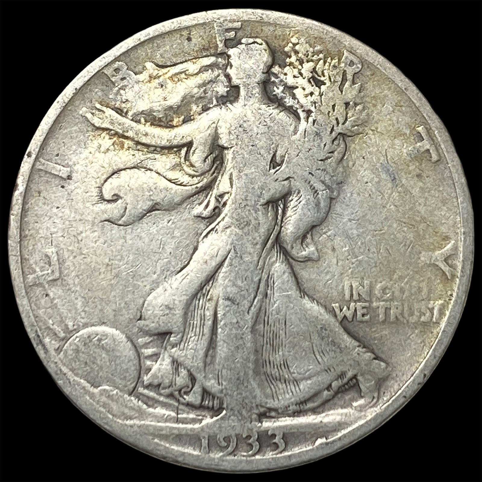 1933-S Silver Walking Liberty Half Dollar LIGHTLY CIRCULATED (1 of 2)