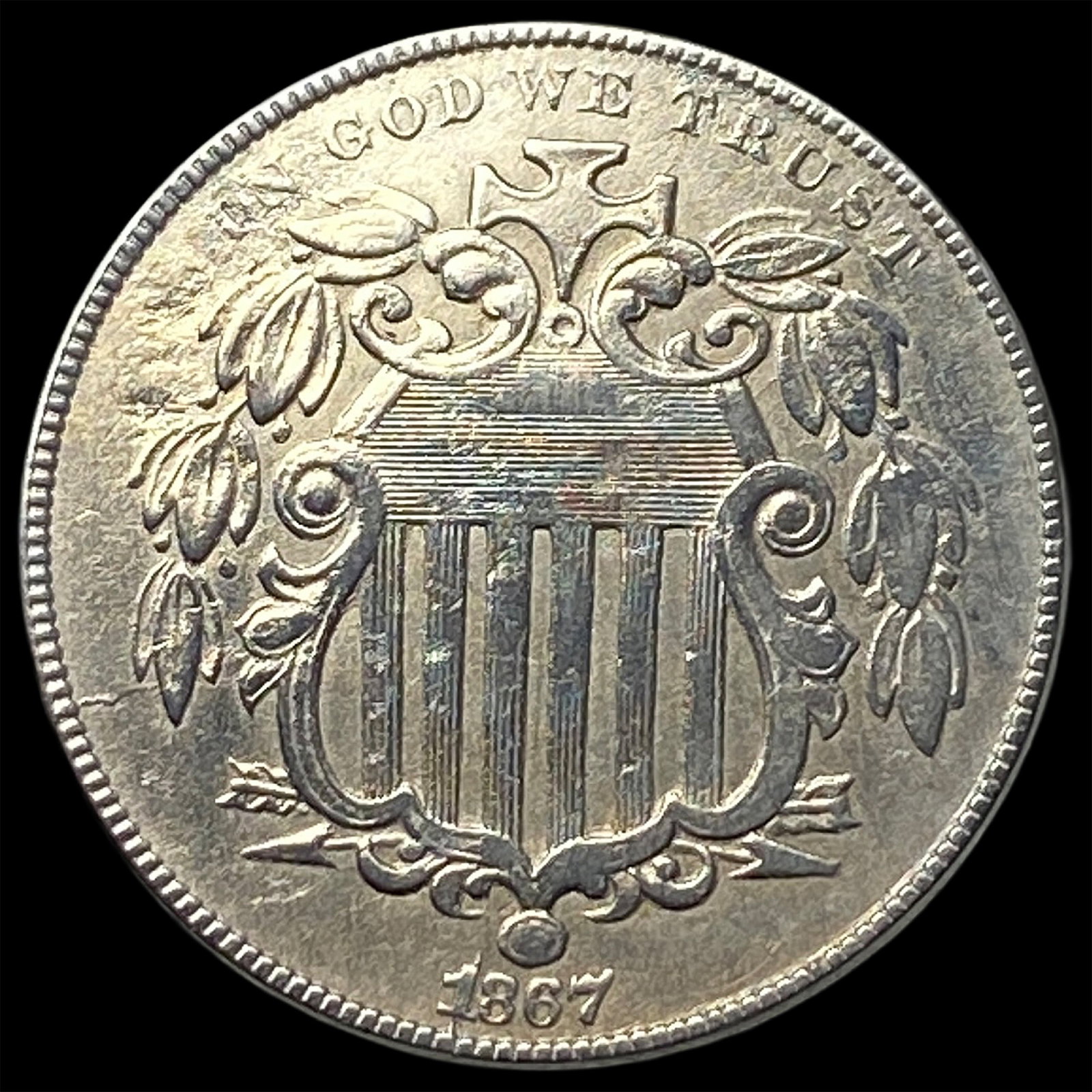 1867 Shield Nickel CLOSELY UNCIRCULATED (1 of 2)