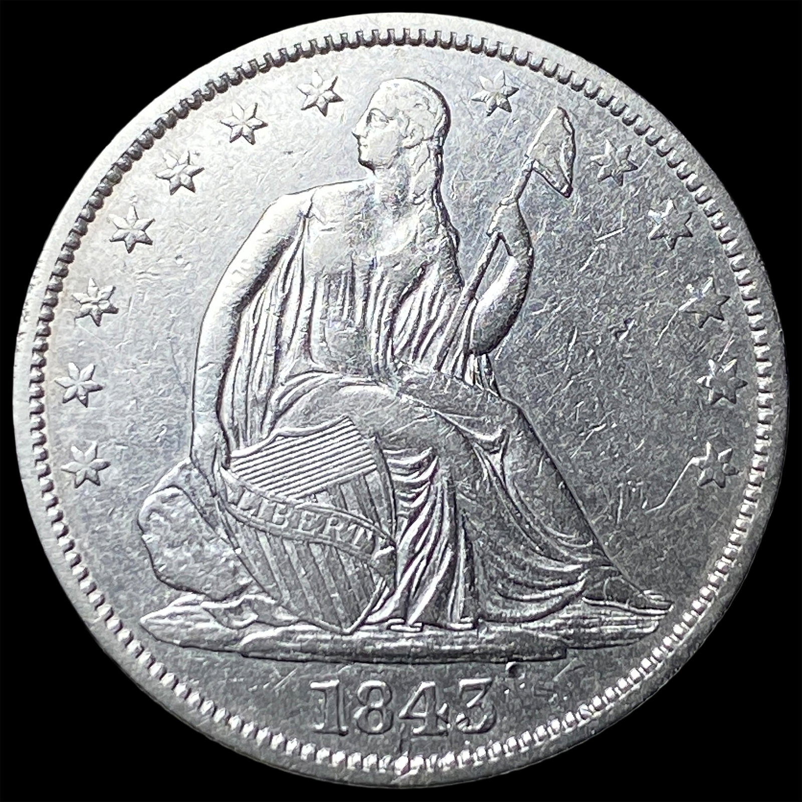 1843 Seated Liberty Half Dollar NEARLY UNCIRCULATED (1 of 2)