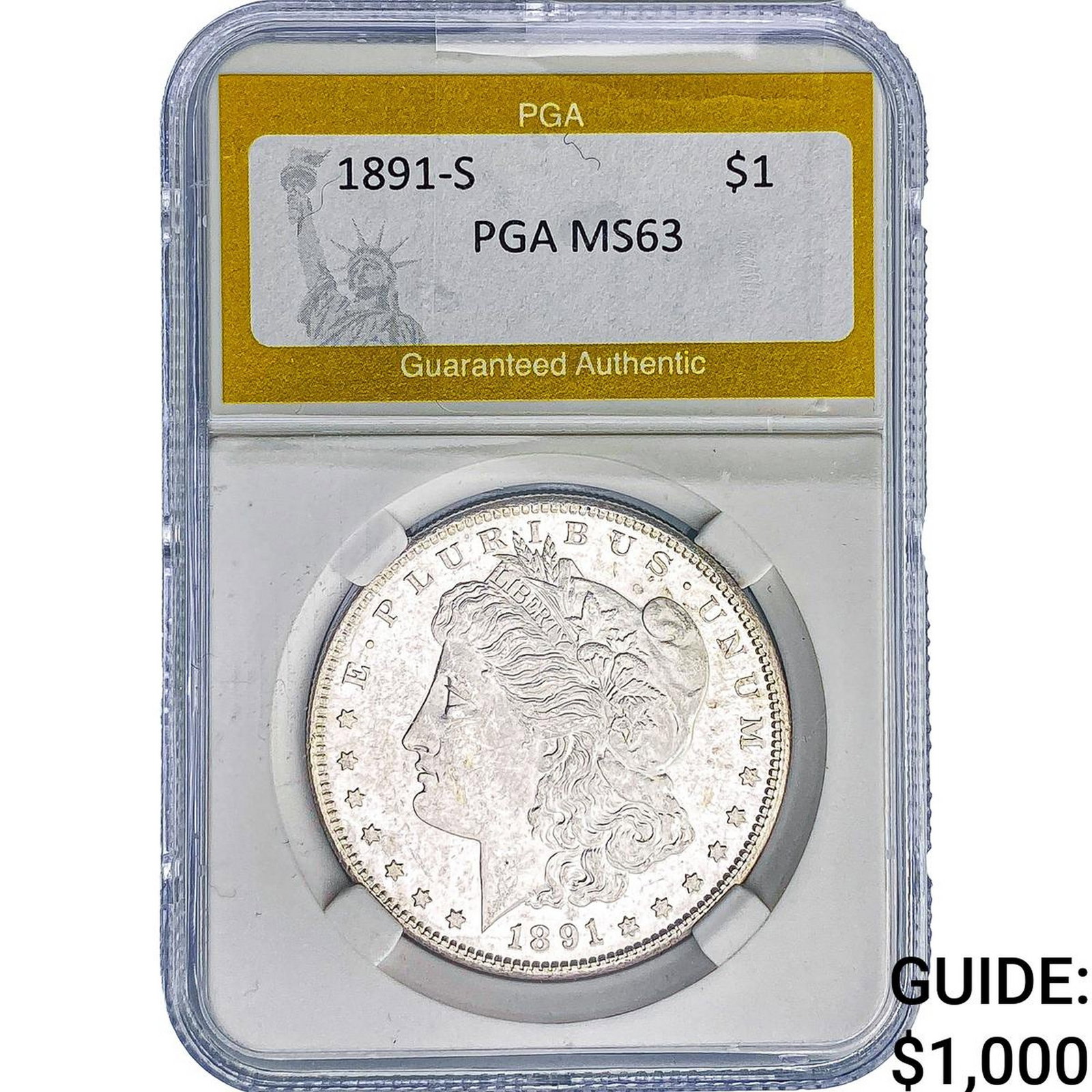 1891-S Morgan Silver Dollar PGA MS63 (1 of 2)