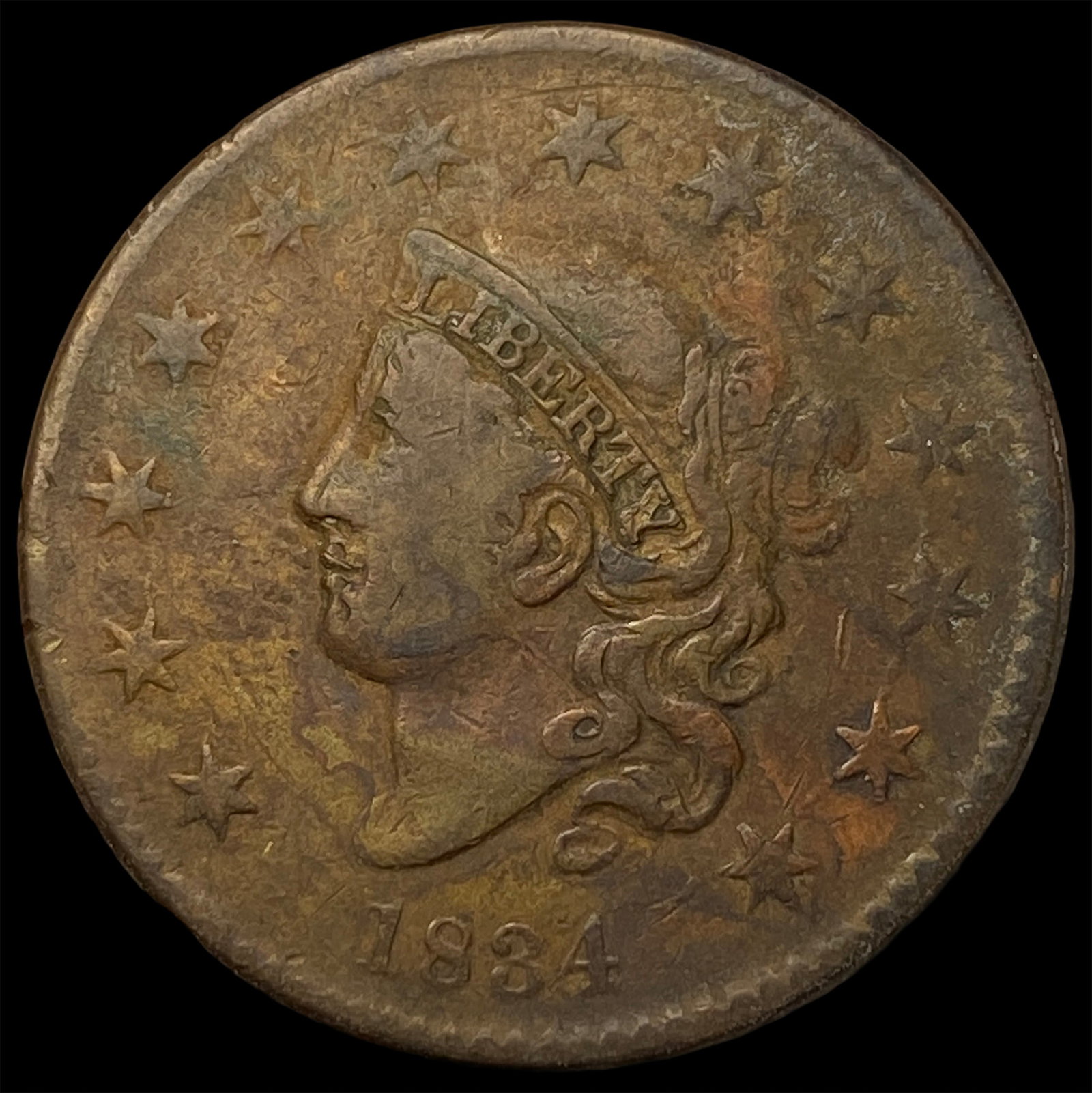 1834 Coronet Head Large Cent LIGHTLY CIRCULATED (1 of 2)