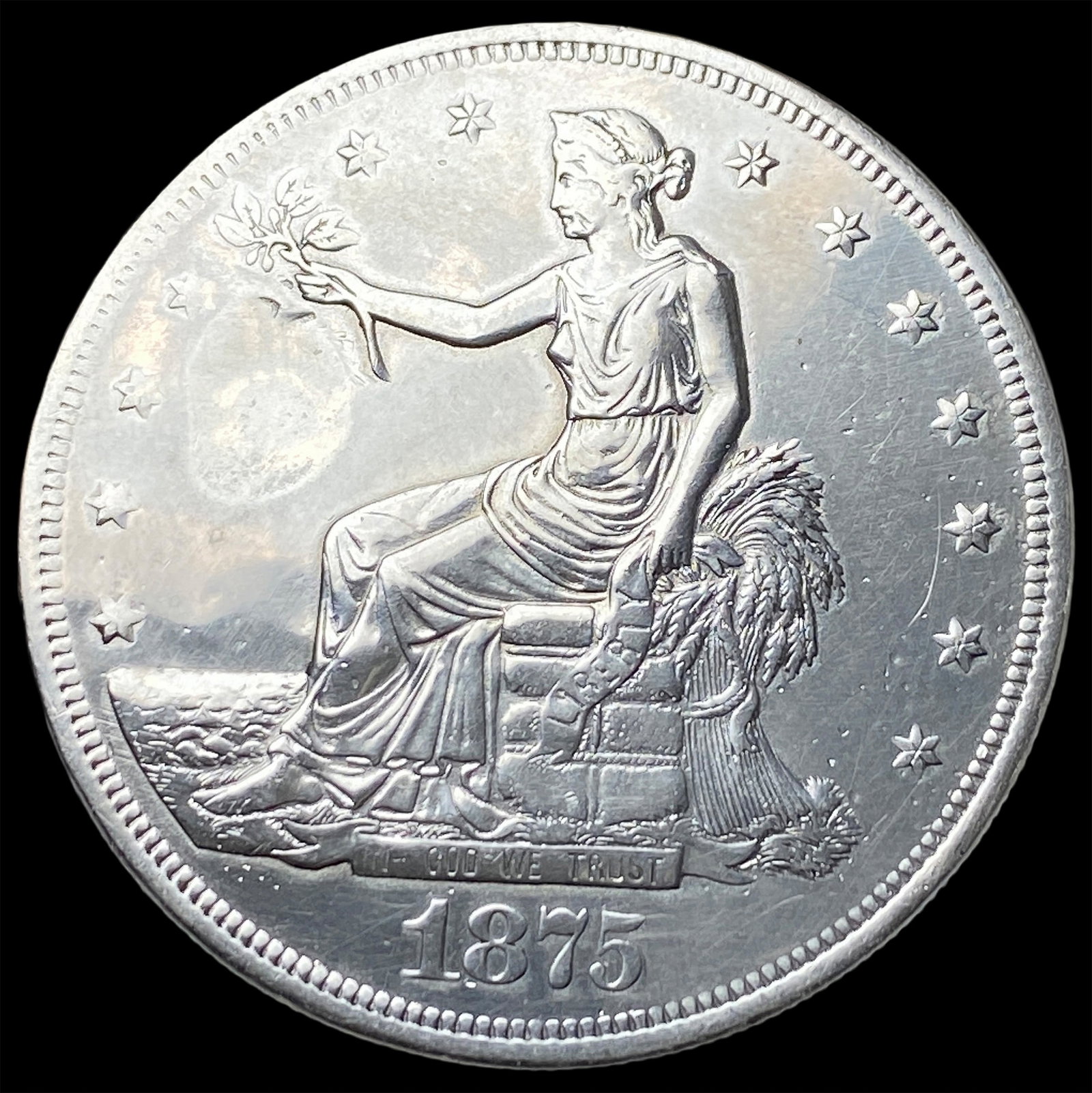 1875-CC Silver Trade Dollar NEARLY UNCIRCULATED (1 of 2)