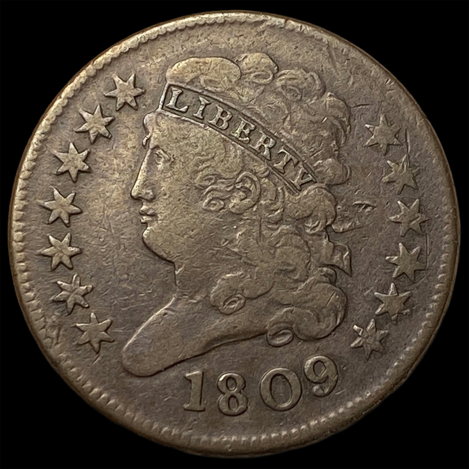 1809 Copper Half Cent ABOUT UNCIRCULATED: 1809 Copper Half Cent ABOUT UNCIRCULATED