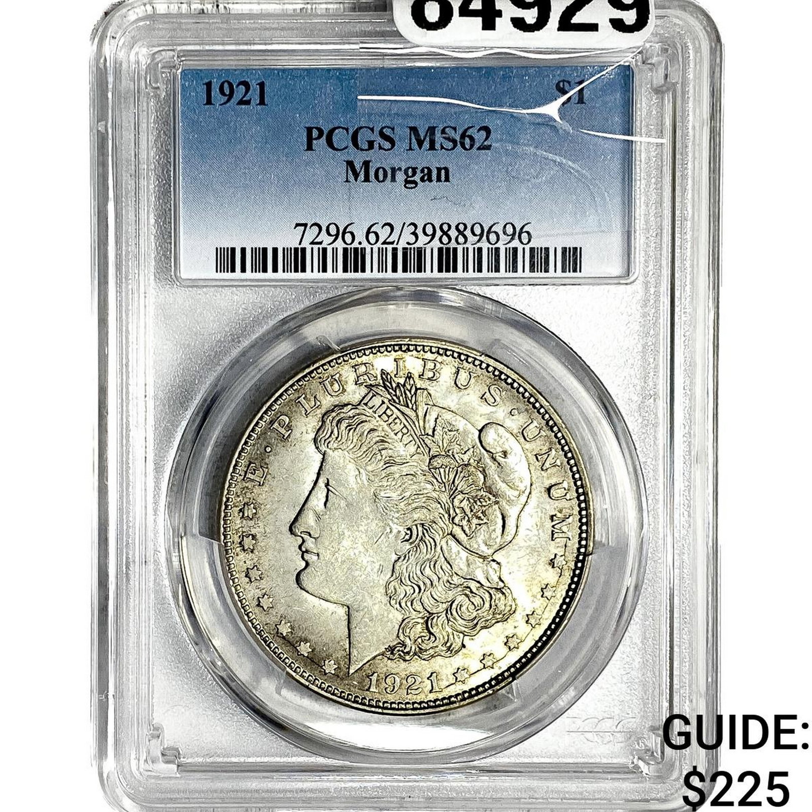 1921 Morgan Silver Dollar PCGS MS62: 1921 Morgan Silver Dollar PCGS MS62