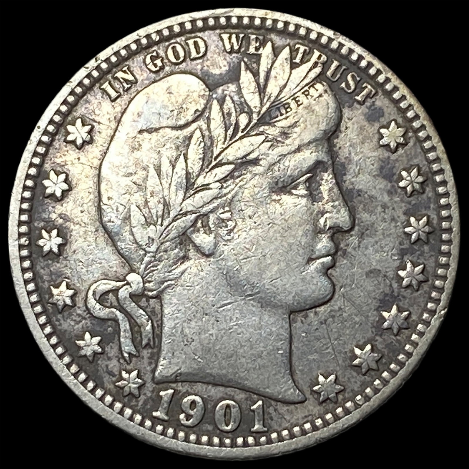 1901 Silver Barber Quarter NEARLY UNCIRCULATED (1 of 2)