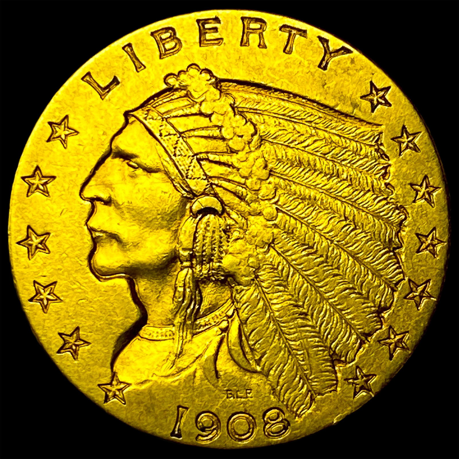 1908 Indian Head $2.5 Gold Quarter Eagle UNCIRCULATED (1 of 2)