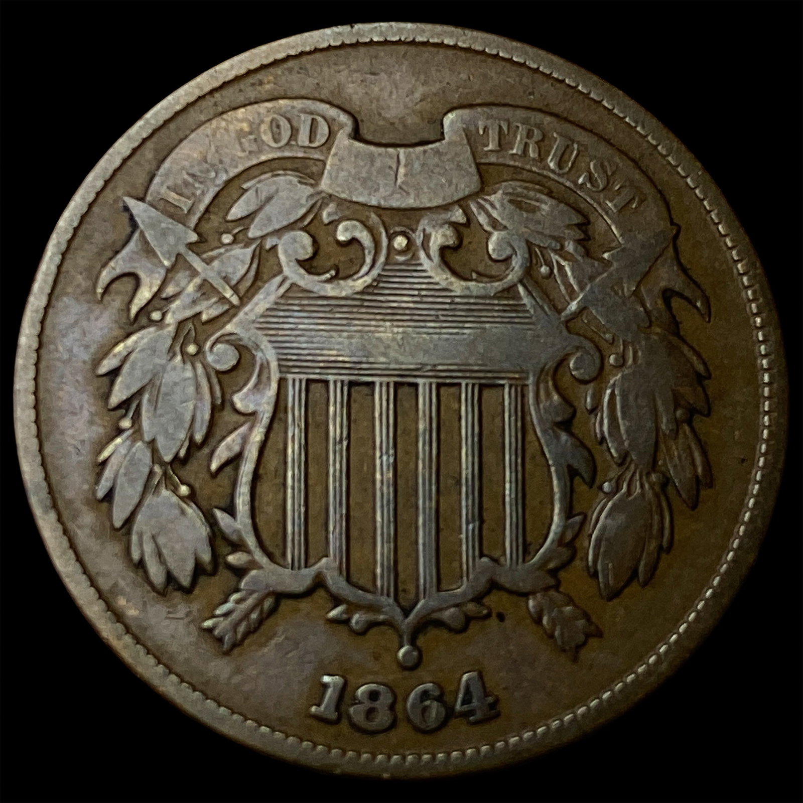 1864 Bronze Two-Cent Piece LIGHTLY CIRCULATED (1 of 2)