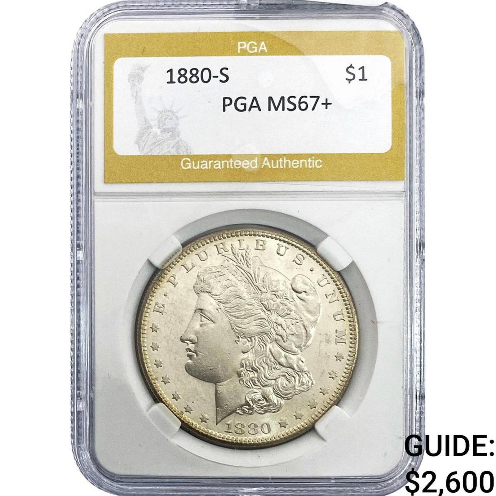 1880-S Morgan Silver Dollar PGA MS67+: 1880-S Morgan Silver Dollar PGA MS67+