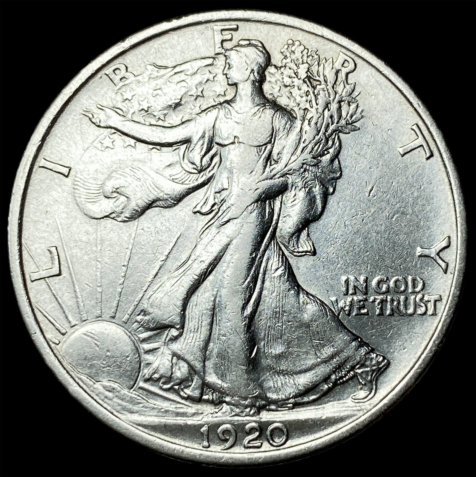 1920-S Silver Walking Liberty Half Dollar CLOSELY UNCIRCULATED (1 of 2)
