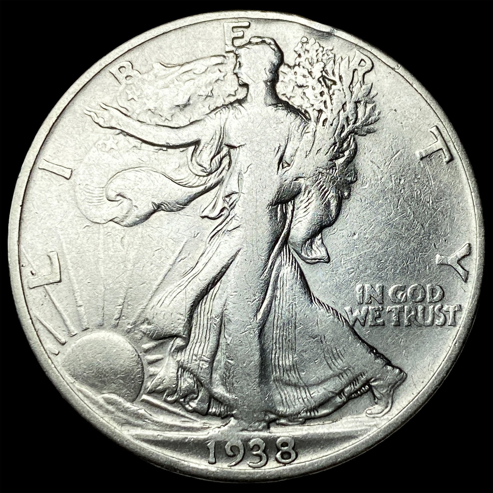 1938-D Silver Walking Liberty Half Dollar LIGHTLY CIRCULATED: 1938-D Silver Walking Liberty Half Dollar LIGHTLY CIRCULATED