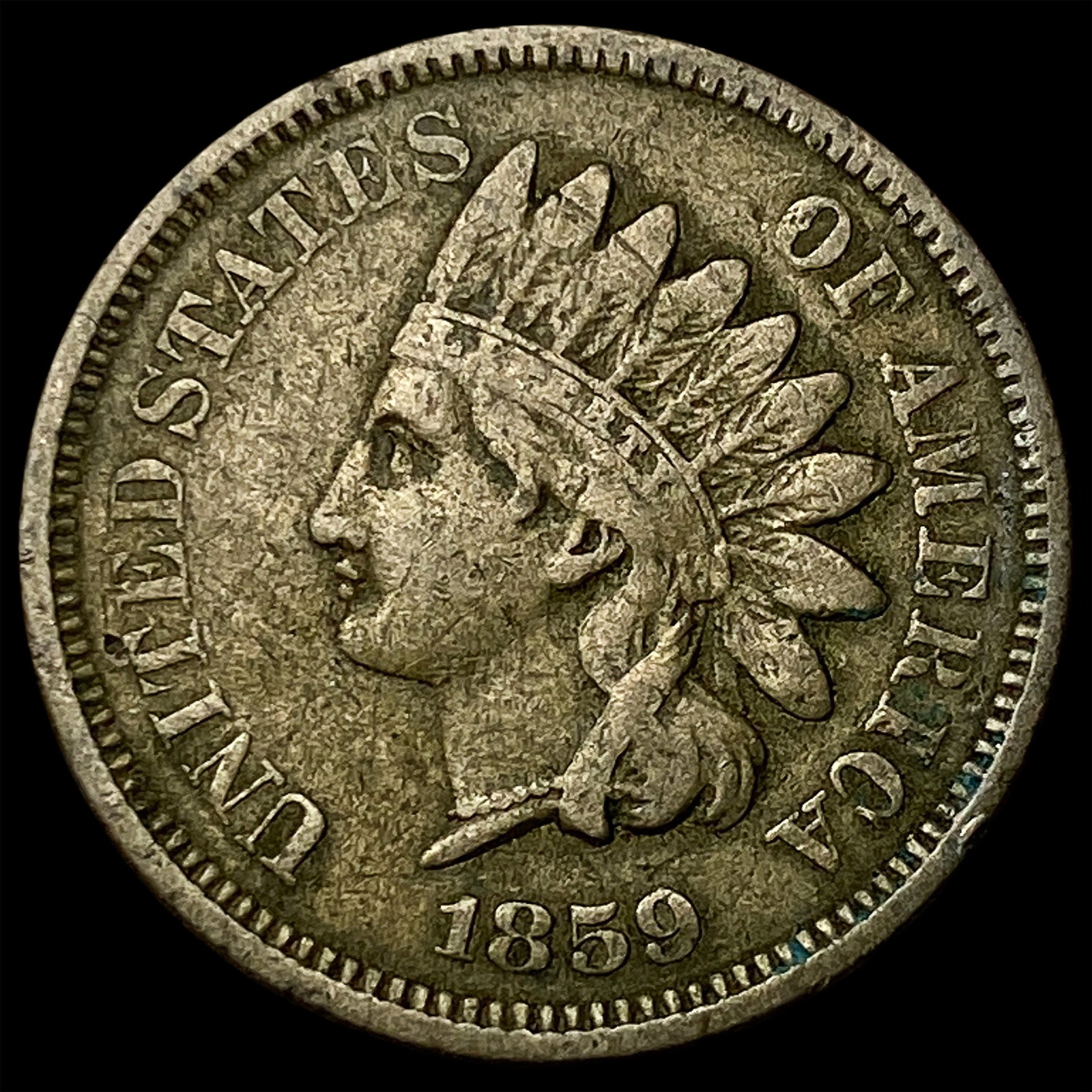 1859 Copper-Nickel Indian Head Cent ABOUT UNCIRCULATED: 1859 Copper-Nickel Indian Head Cent ABOUT UNCIRCULATED