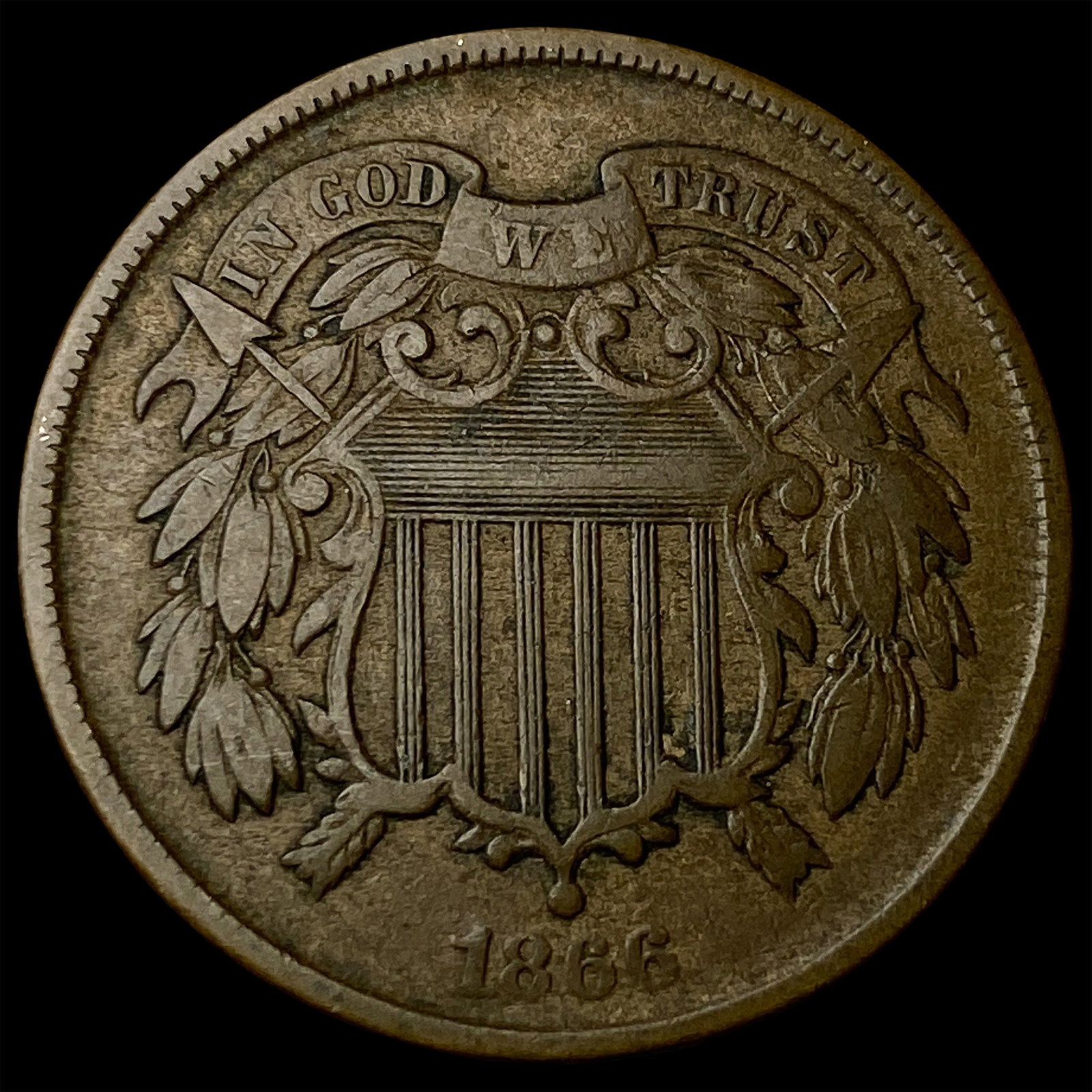 1866 Two-Cent Piece LIGHTLY CIRCULATED (1 of 2)