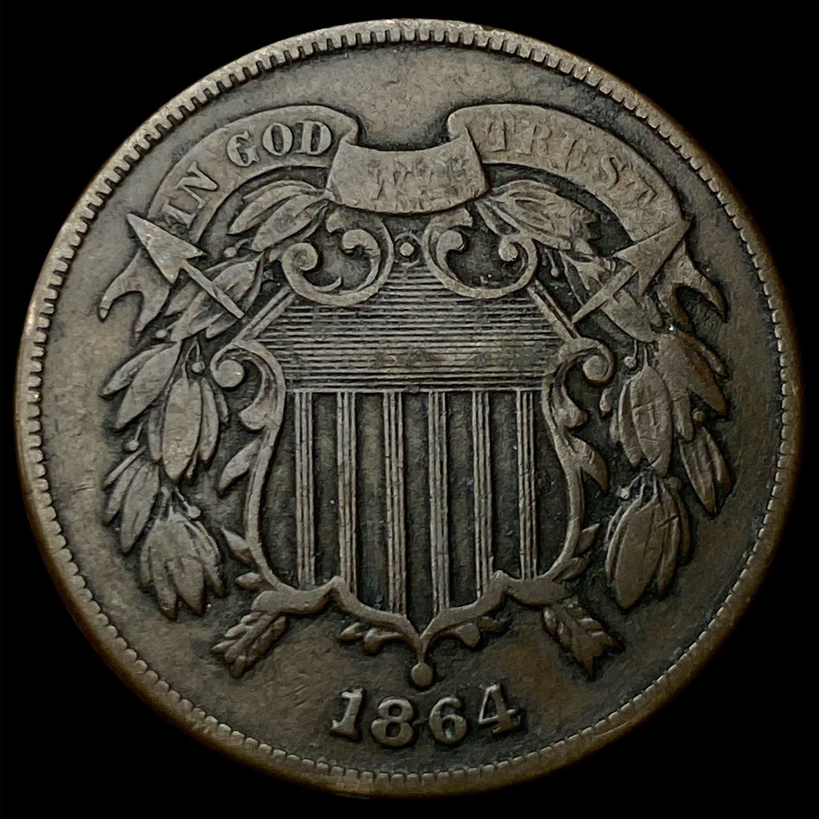 1864 Bronze Two-Cent Piece LIGHTLY CIRCULATED (1 of 2)