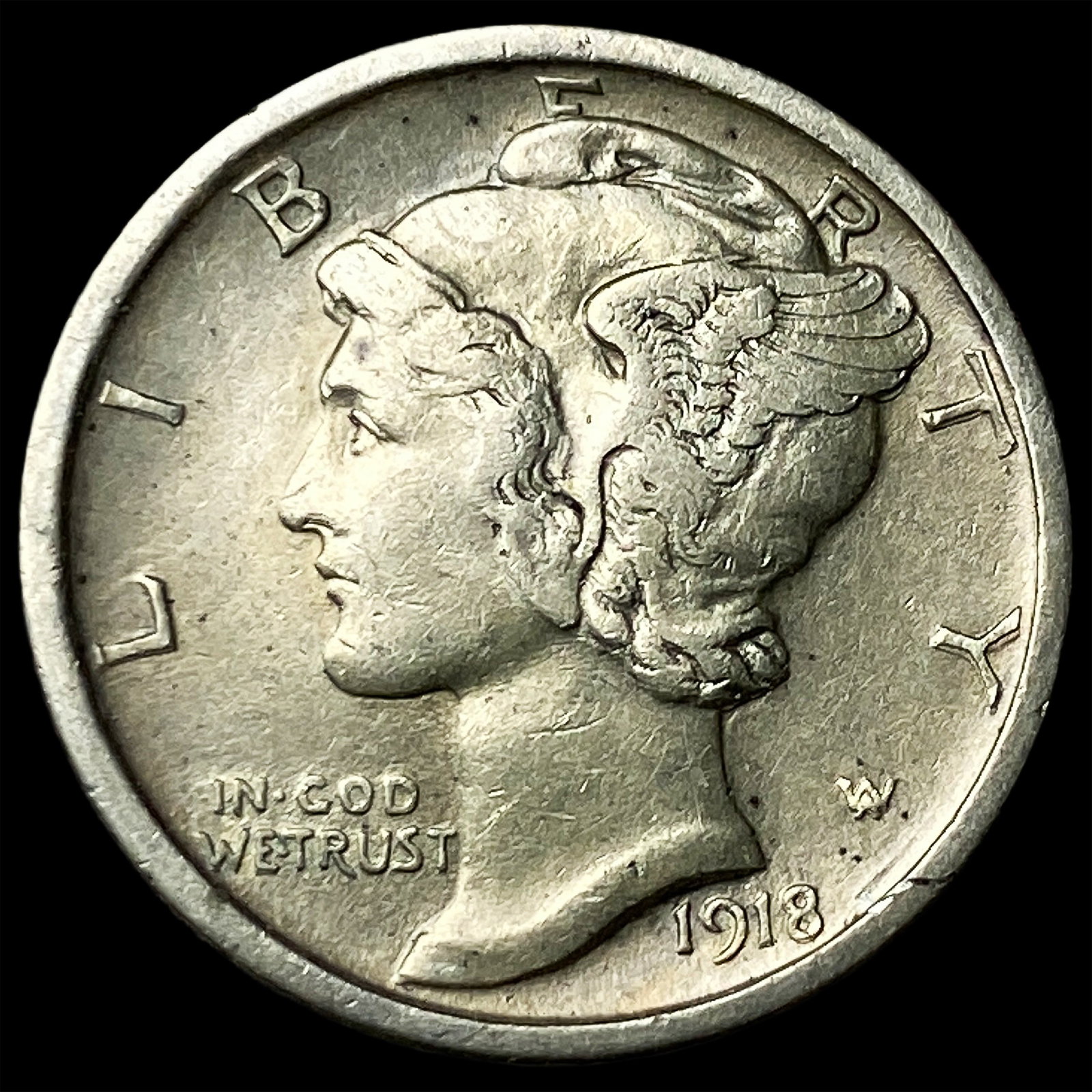 1918-D Silver Mercury Dime CLOSELY UNCIRCULATED (1 of 2)