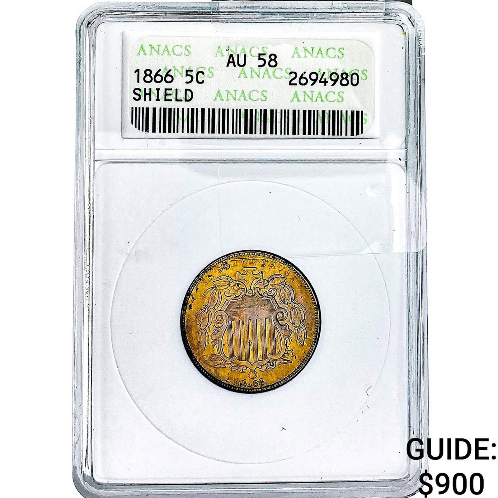 1866 Shield Nickel ANACS AU58 (1 of 2)