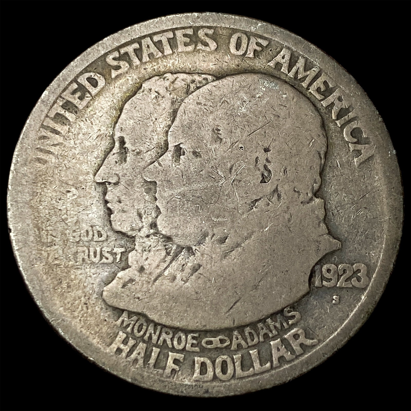 1923-S Silver Monroe Doctrin Half Dollar CLOSELY UNCIRCULATED: 1923-S Silver Monroe Doctrin Half Dollar CLOSELY UNCIRCULATED