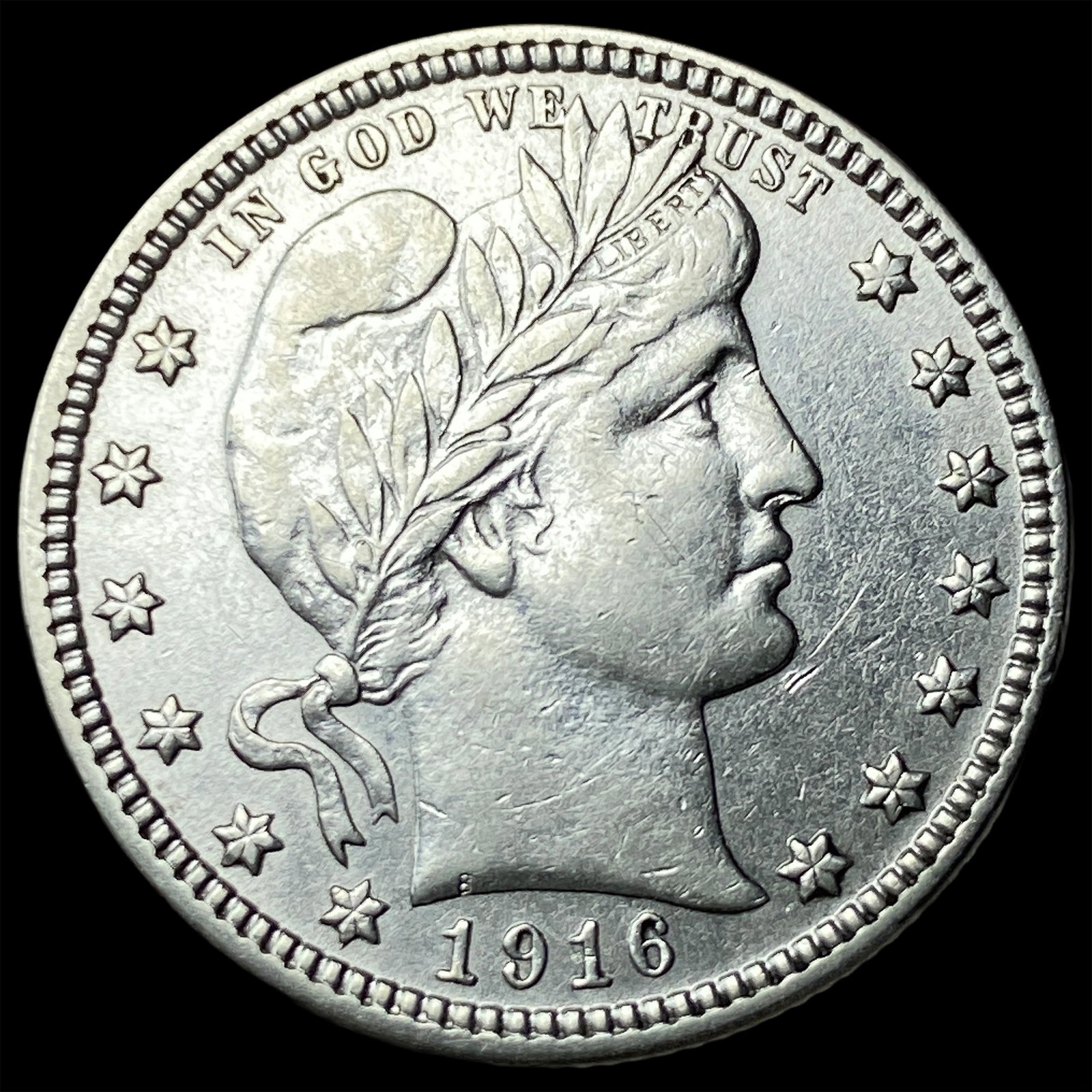 1916-D Silver Barber Quarter CLOSELY UNCIRCULATED (1 of 2)