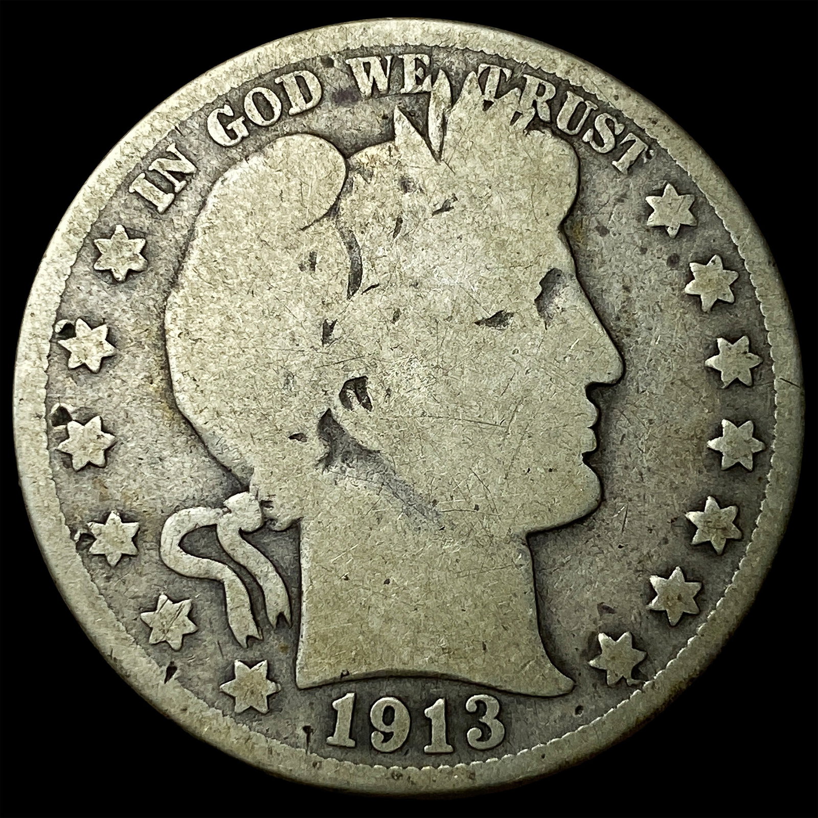 1913 Silver Barber Half Dollar NICELY CIRCULATED (1 of 2)