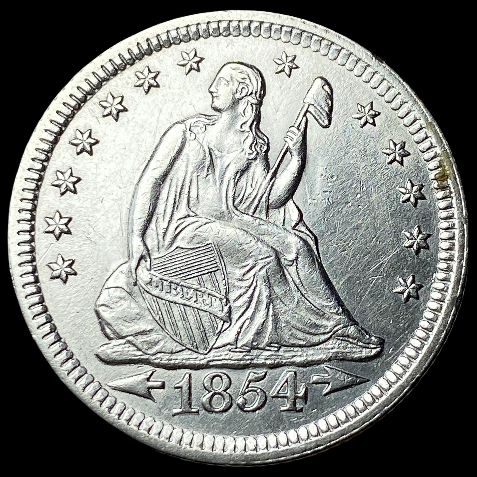 1854 Arrows Seated Liberty Quarter UNCIRCULATED (1 of 2)