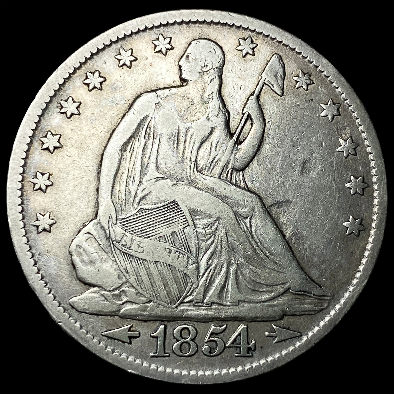 1854 Arrows Seated Liberty Half Dollar ABOUT UNCIRCULATED (1 of 2)