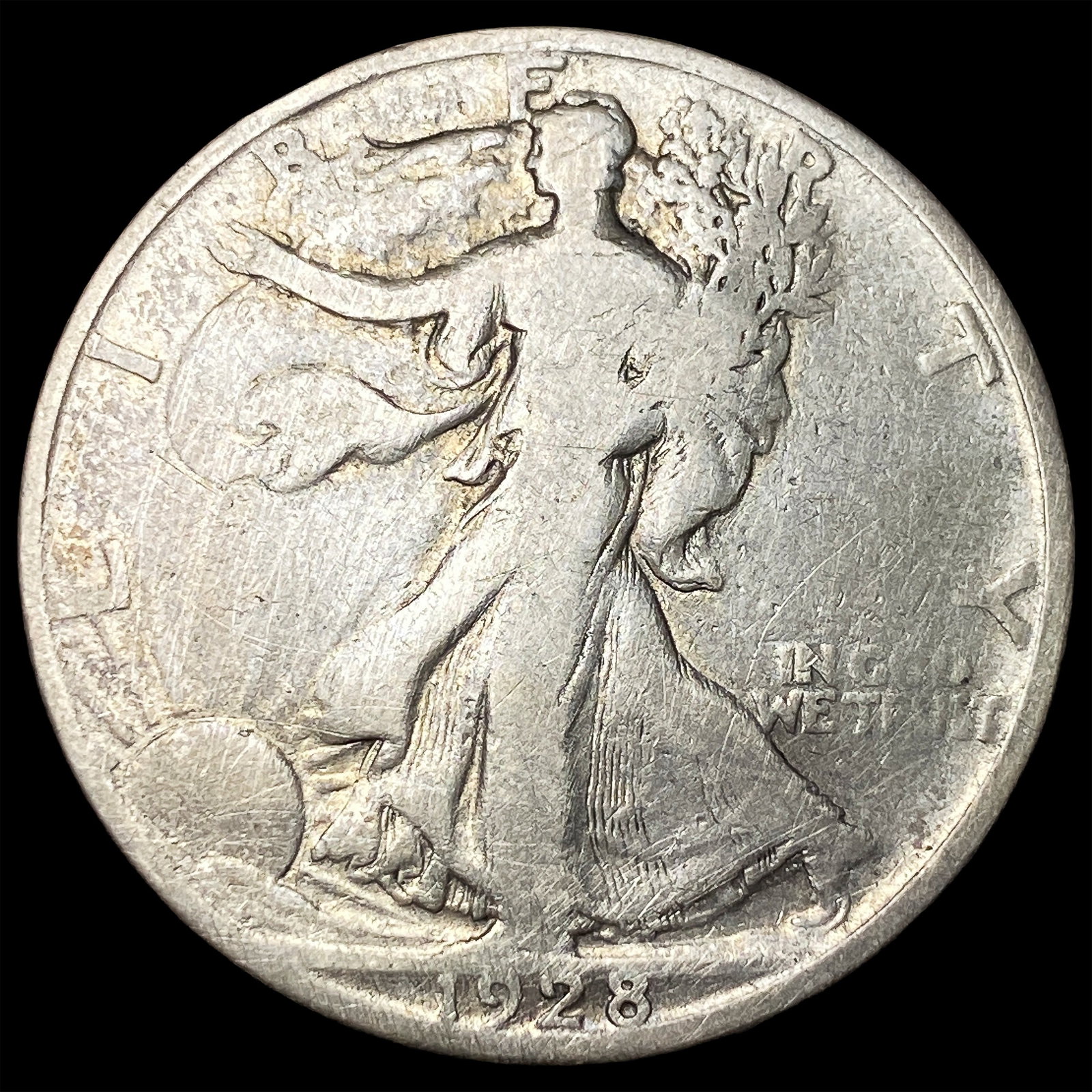 1928-S Silver Walking Liberty Half Dollar NICELY CIRCULATED: 1928-S Silver Walking Liberty Half Dollar NICELY CIRCULATED
