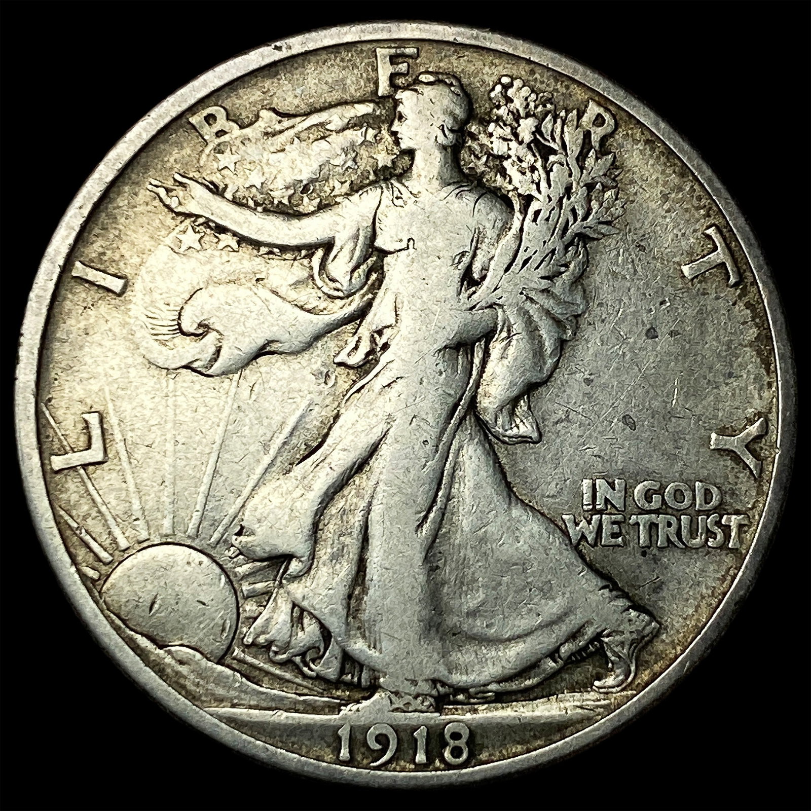1918-D Walking Liberty Half Dollar LIGHTLY CIRCULATED: 1918-D Walking Liberty Half Dollar LIGHTLY CIRCULATED
