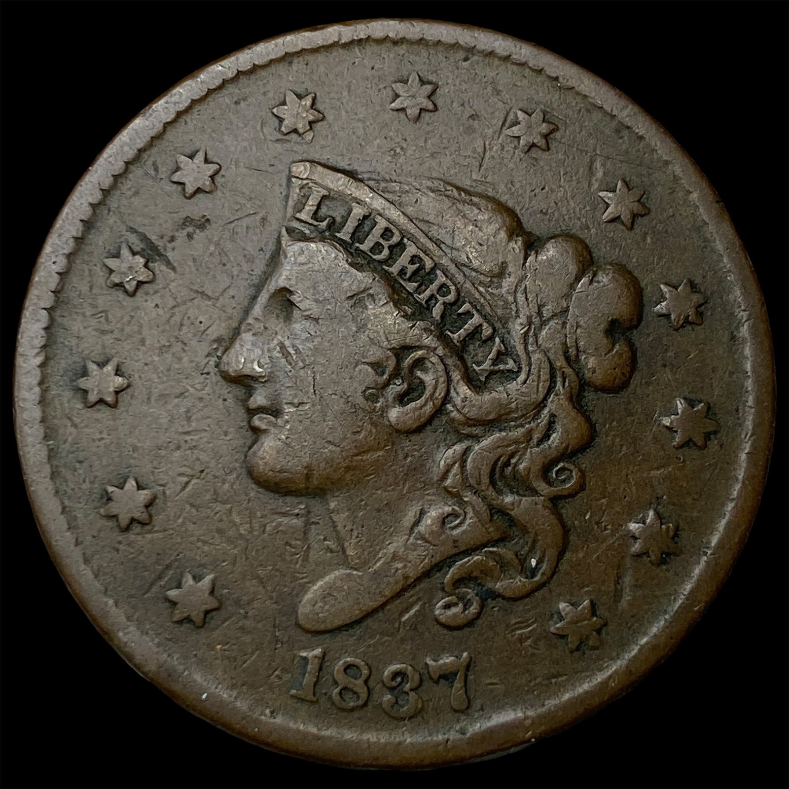 1837 Coronet Head Large Cent LIGHTLY CIRCULATED (1 of 2)