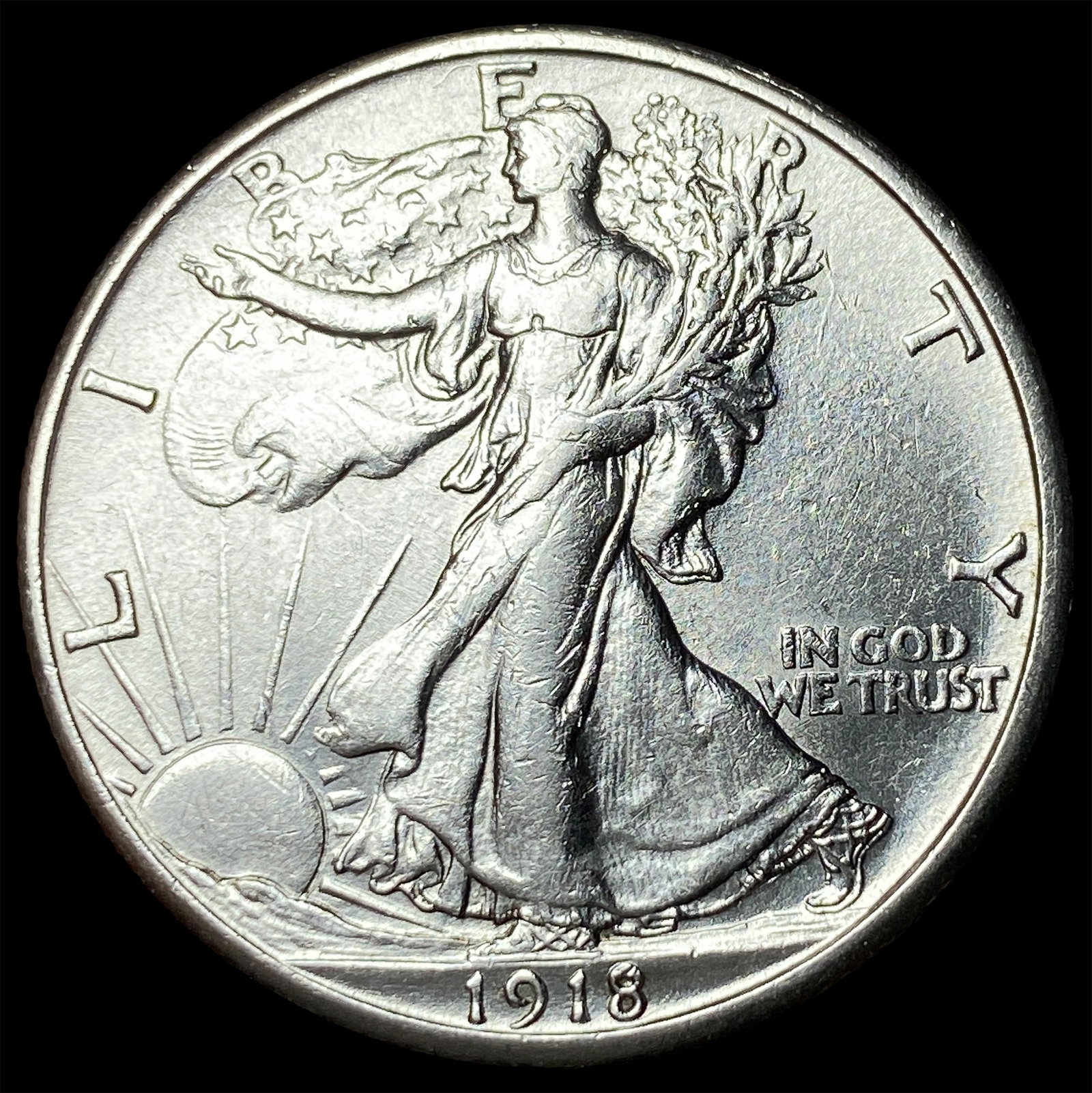 1918-S Silver Walking Liberty Half Dollar CHOICE AU: 1918-S Silver Walking Liberty Half Dollar CHOICE AU