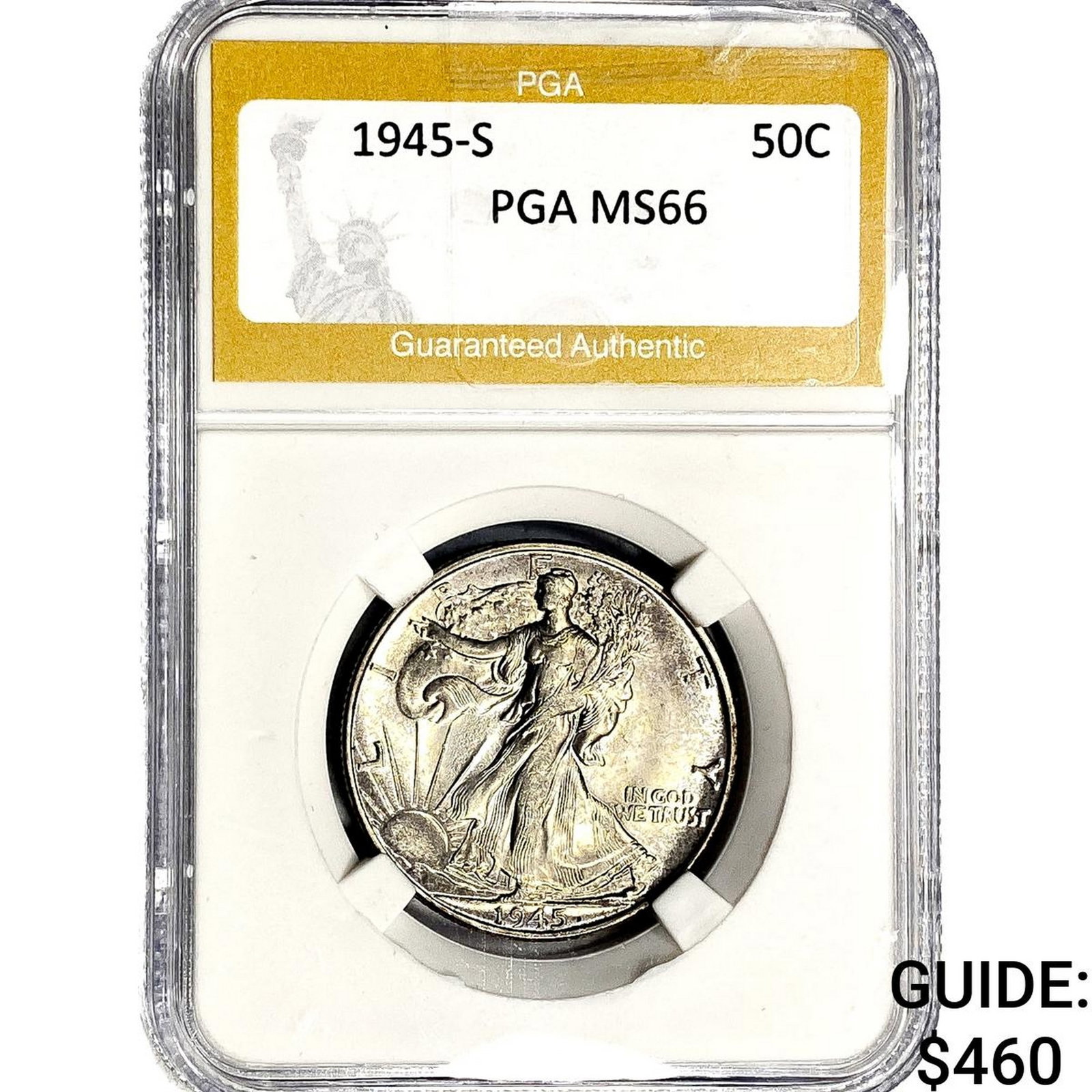 1945 Walking Liberty Half Dollar PGA MS66: 1945 Walking Liberty Half Dollar PGA MS66