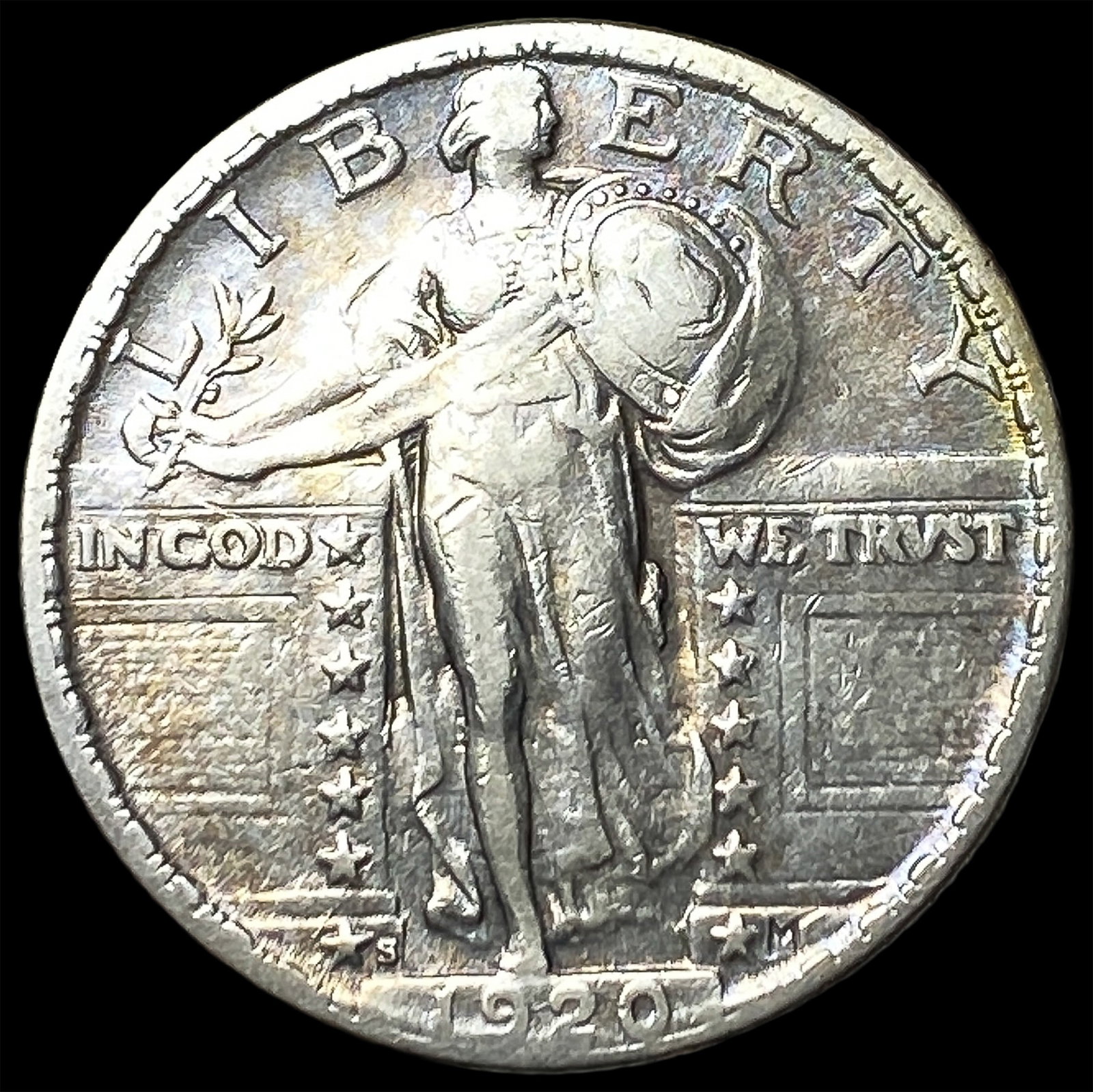 1920-S Silver Standing Liberty Quarter NEARLY UNCIRCULATED: 1920-S Silver Standing Liberty Quarter NEARLY UNCIRCULATED