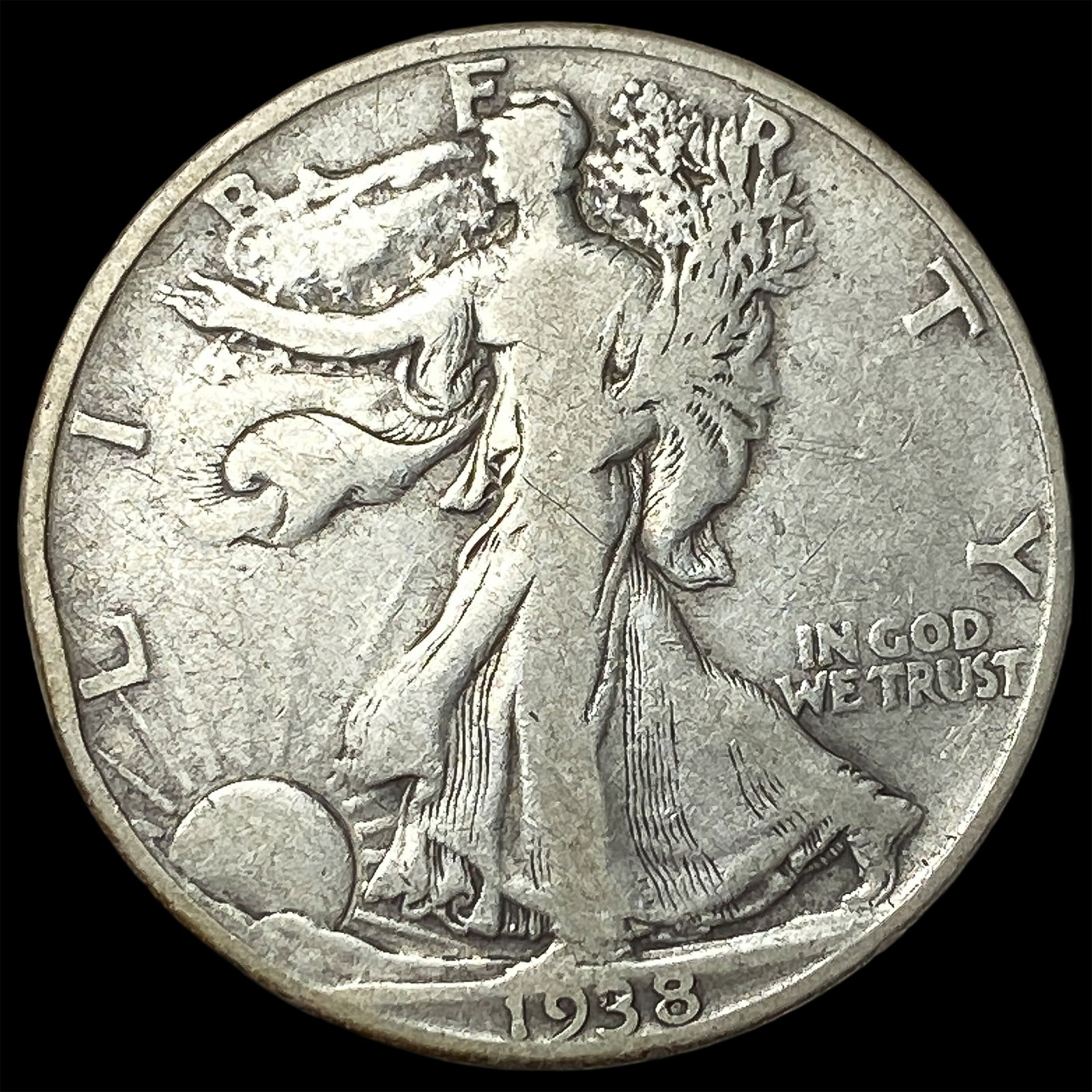 1938-D Walking Liberty Half Dollar LIGHTLY CIRCULATED: 1938-D Walking Liberty Half Dollar LIGHTLY CIRCULATED