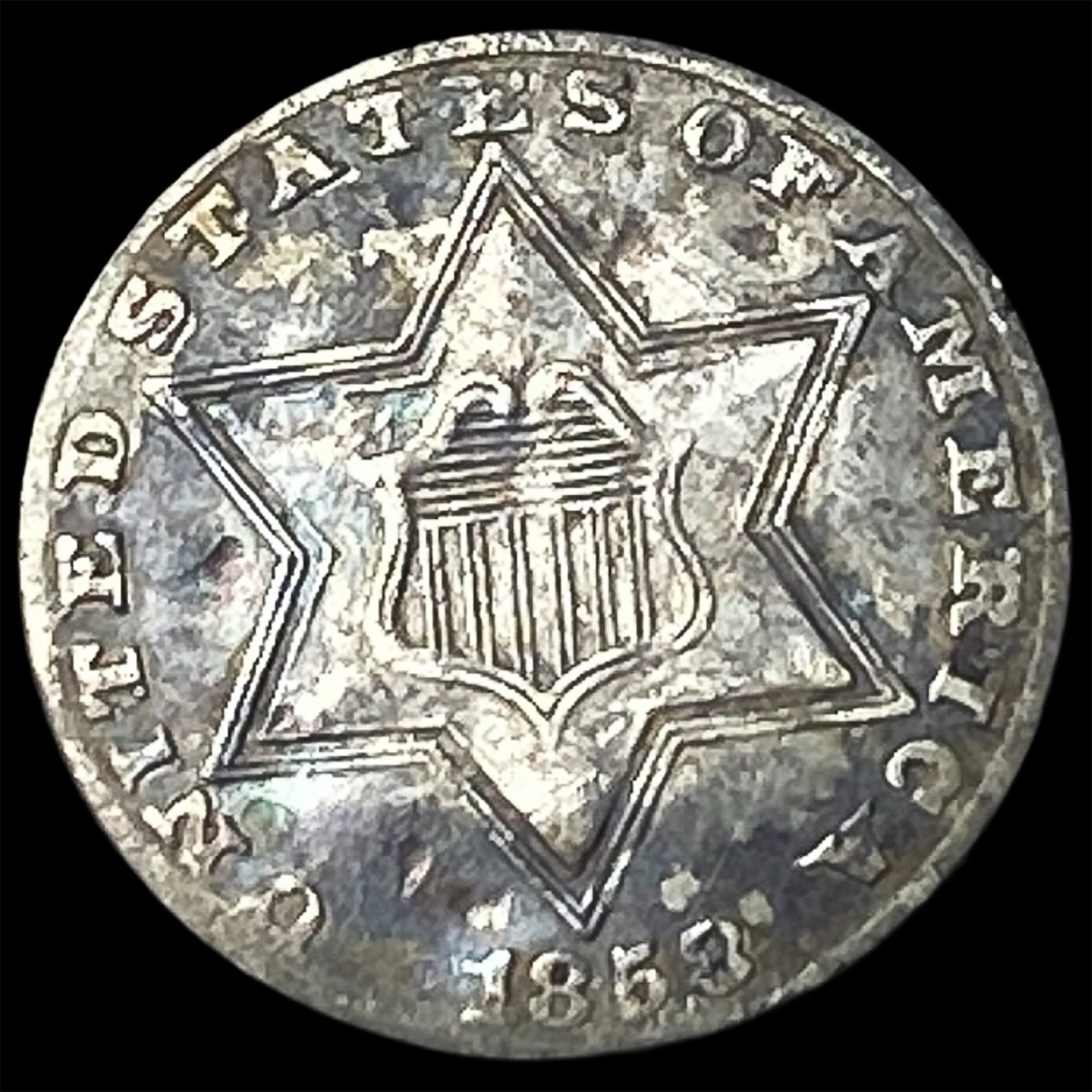 1853 Silver Three-Cent Piece CLOSELY UNCIRCULATED (1 of 2)
