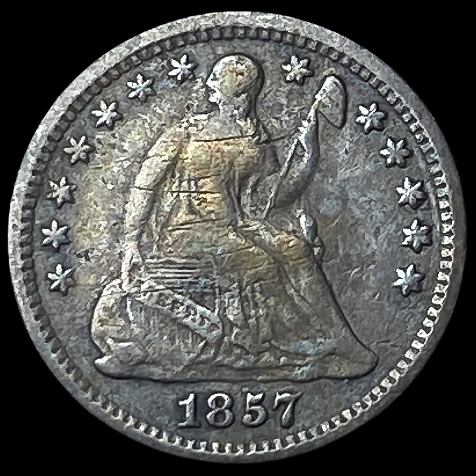 1857-O Seated Liberty Half Dime NICELY CIRCULATED (1 of 2)